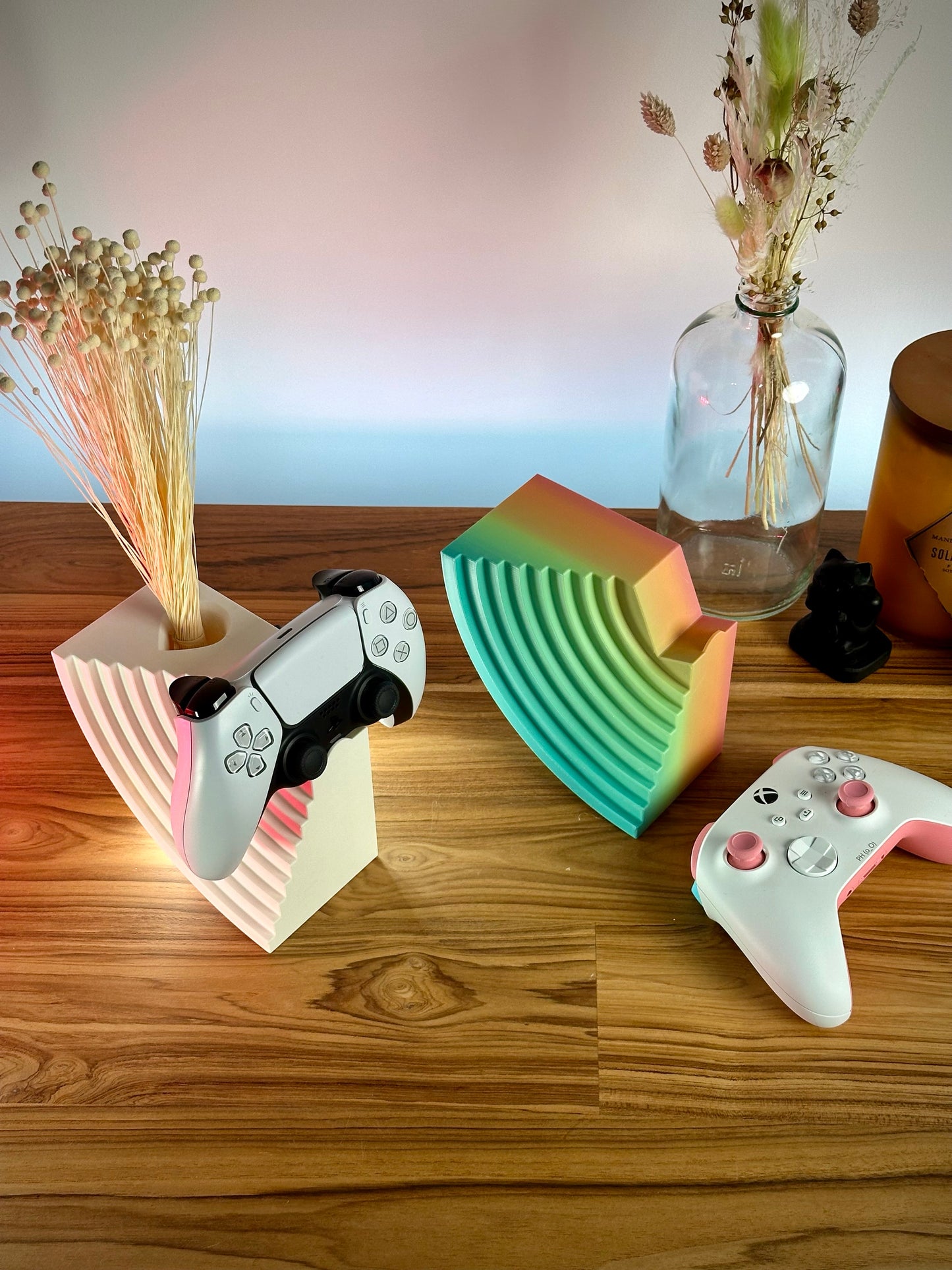 3D Printed Modern Moon Controller Stand / Custom Color / Great Gift for that Gamer / Boho Controller Holder