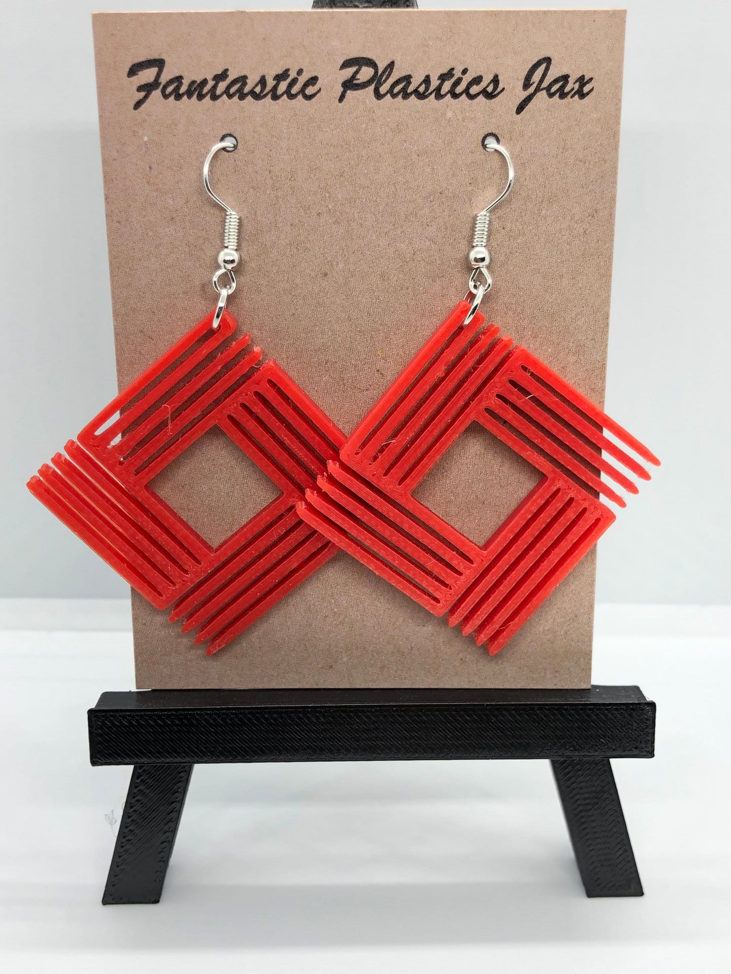 3D Printed Open Ended Geometric Square Earrings