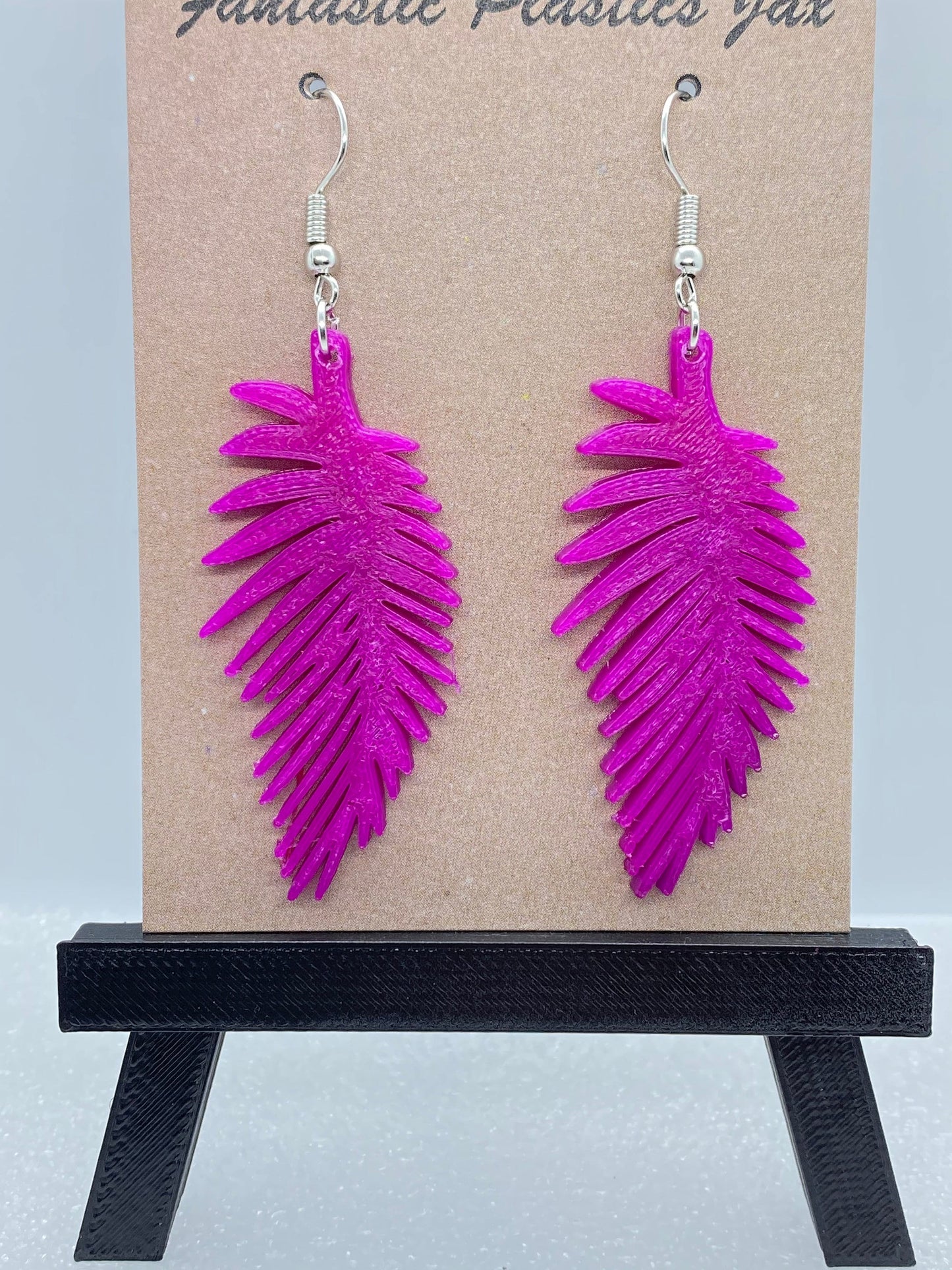 3D Printed Palm Tree Leaf Earrings • Customizable • Available in 10+ colors.