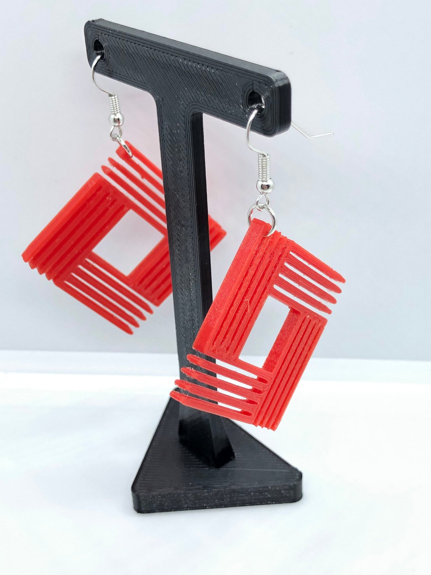 3D Printed Open Ended Geometric Square Earrings