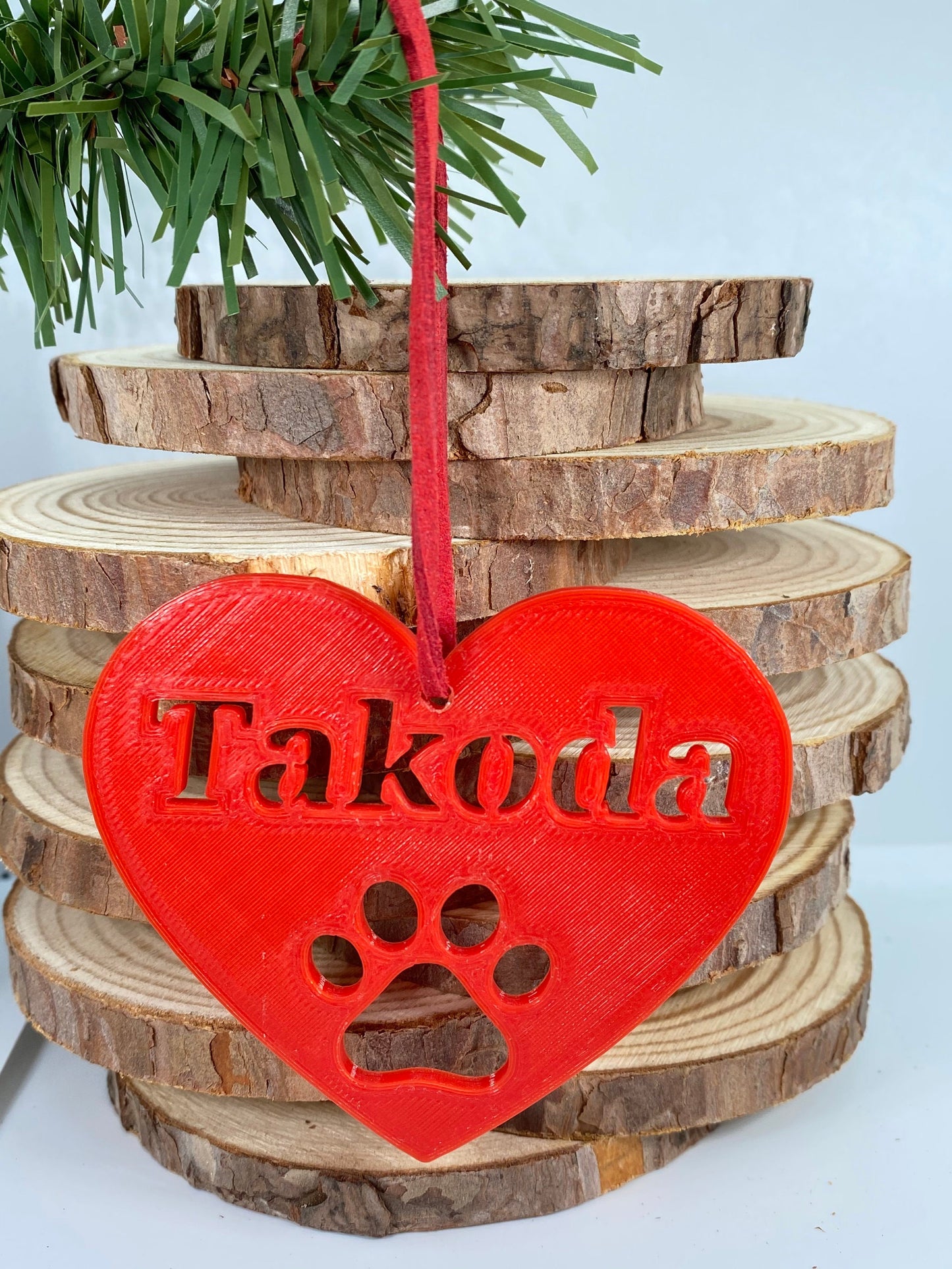 3D Printed Custom Animal Name Ornament - 6 leather loops to choose from - 15+ Colors to choose from