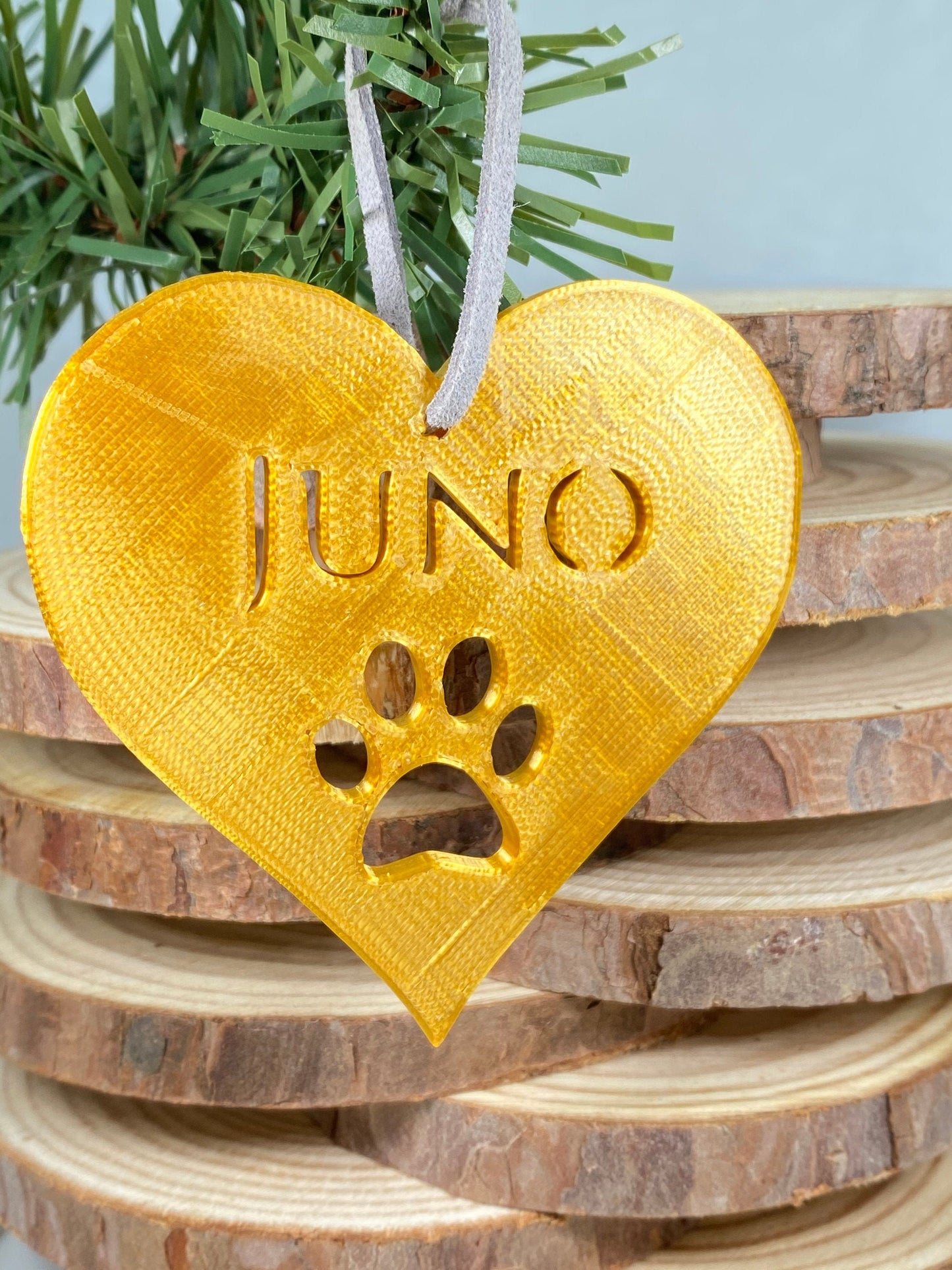 3D Printed Custom Animal Name Ornament - 6 leather loops to choose from - 15+ Colors to choose from