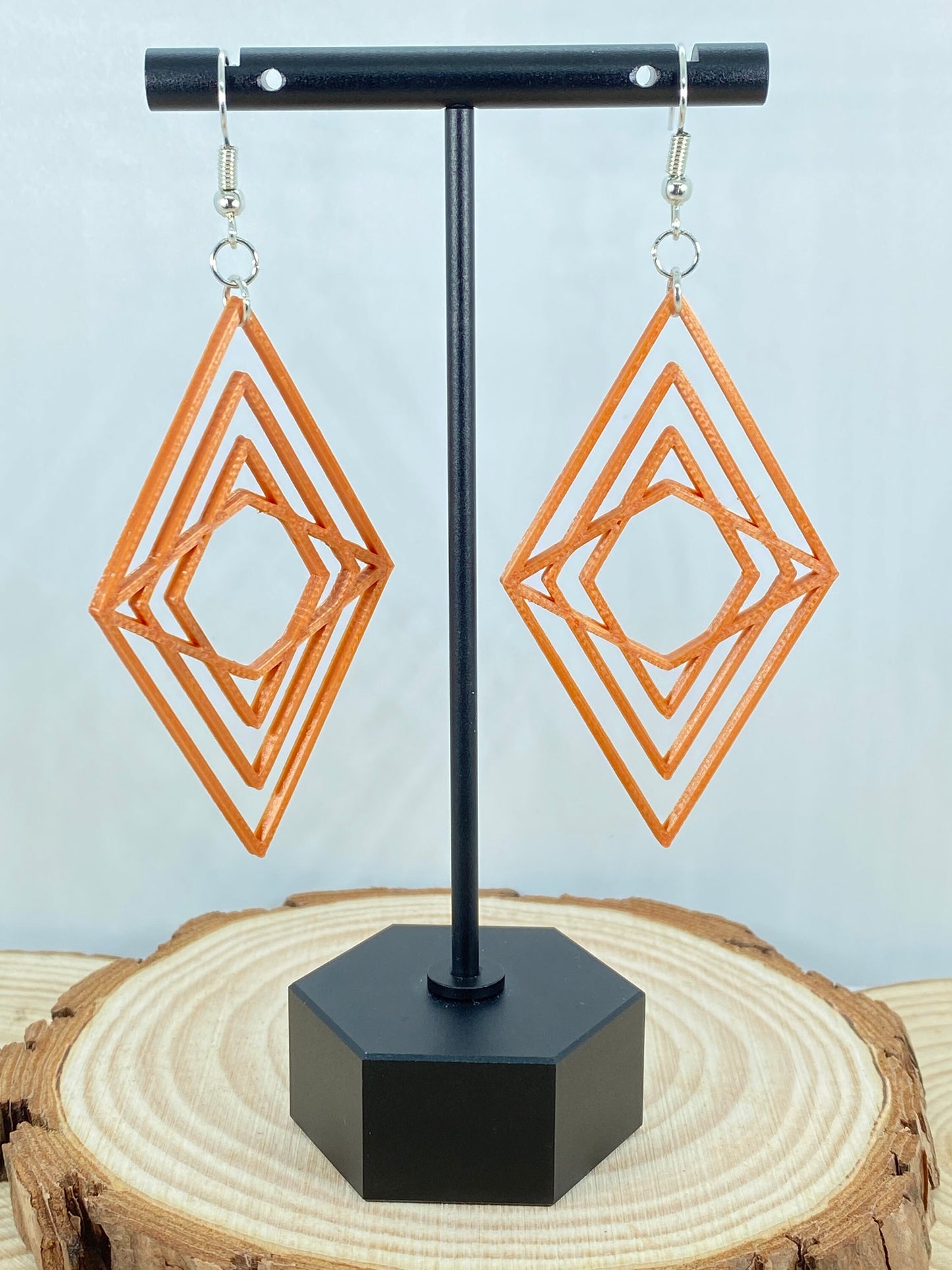 3D Printed Refracted Diamond Earrings - 15+ Colors to Choose From - Customizable