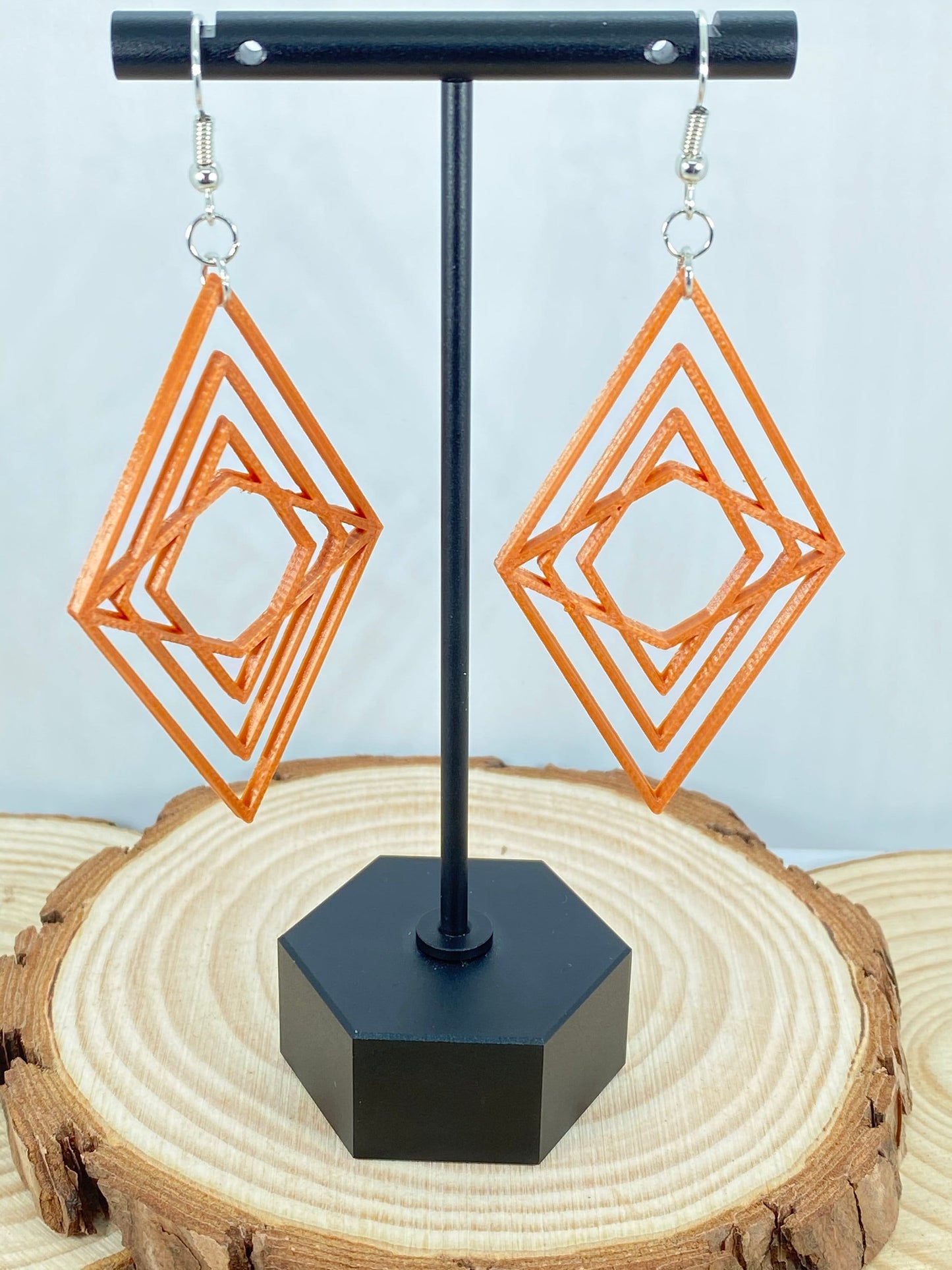 3D Printed Refracted Diamond Earrings - 15+ Colors to Choose From - Customizable