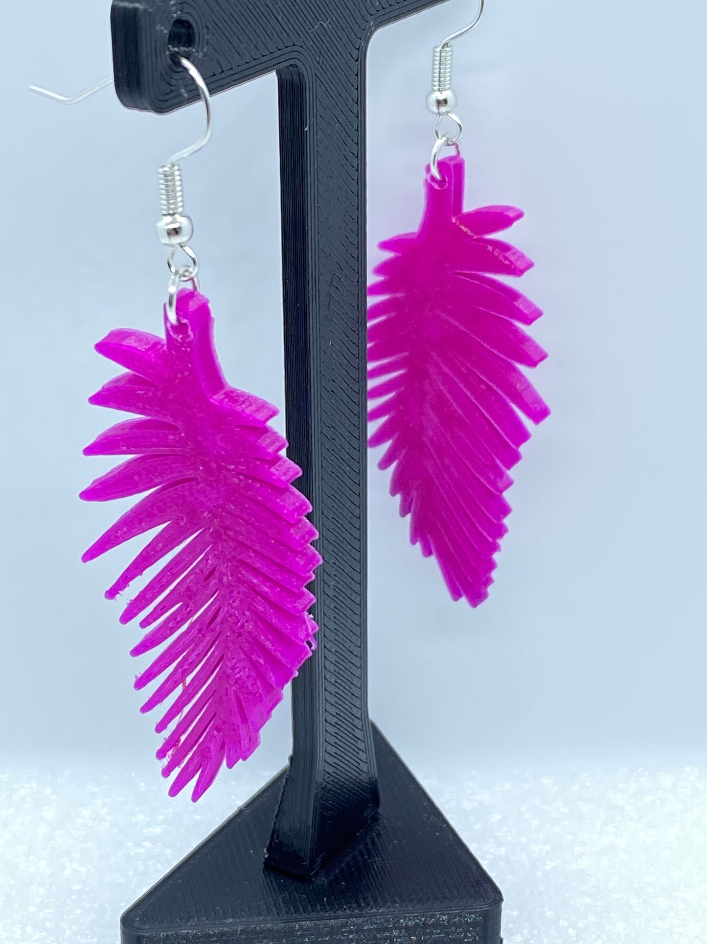 3D Printed Palm Tree Leaf Earrings • Customizable • Available in 10+ colors.