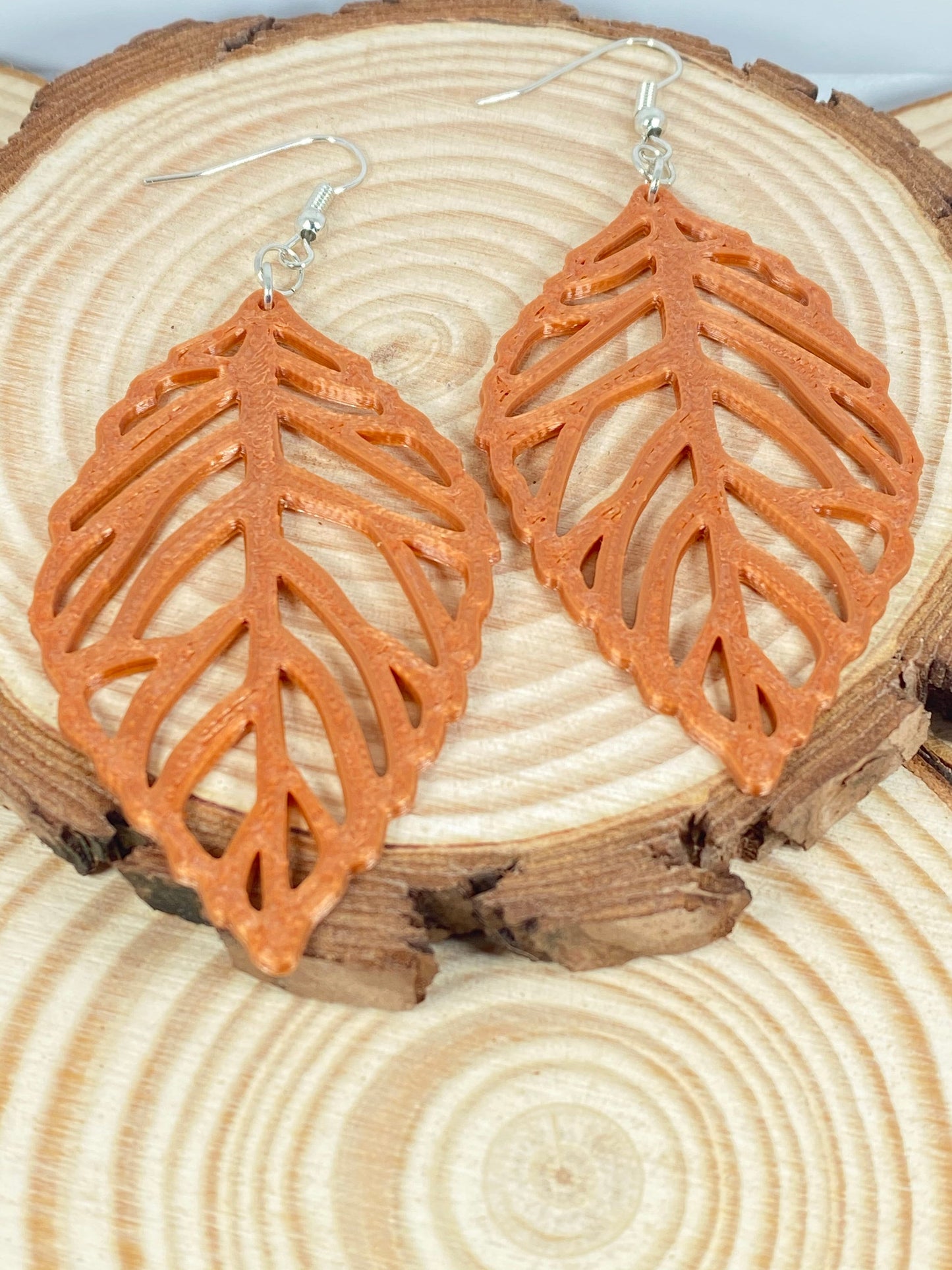 3D Printed Leaf Earrings Custom Colors