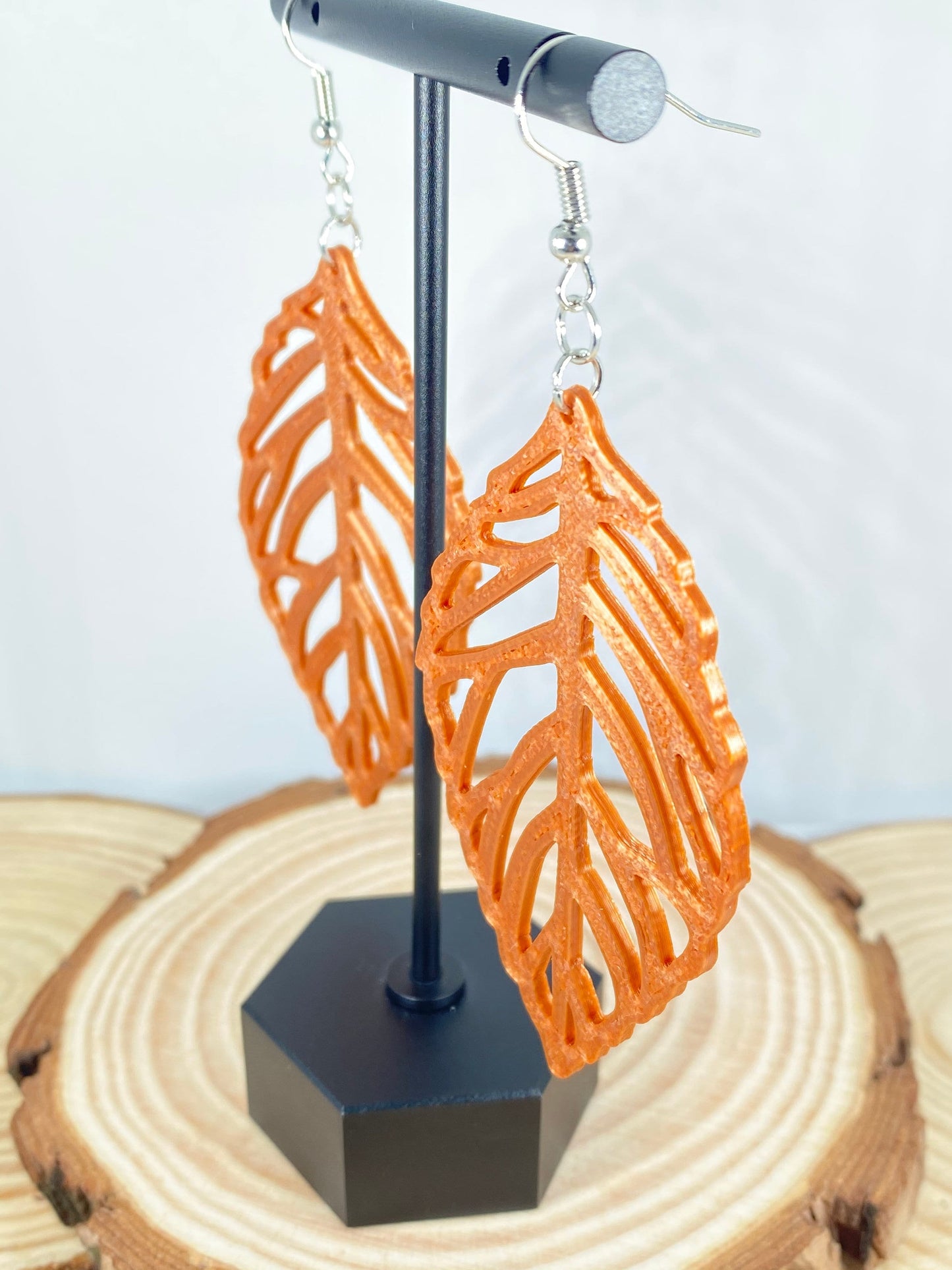 3D Printed Leaf Earrings Custom Colors