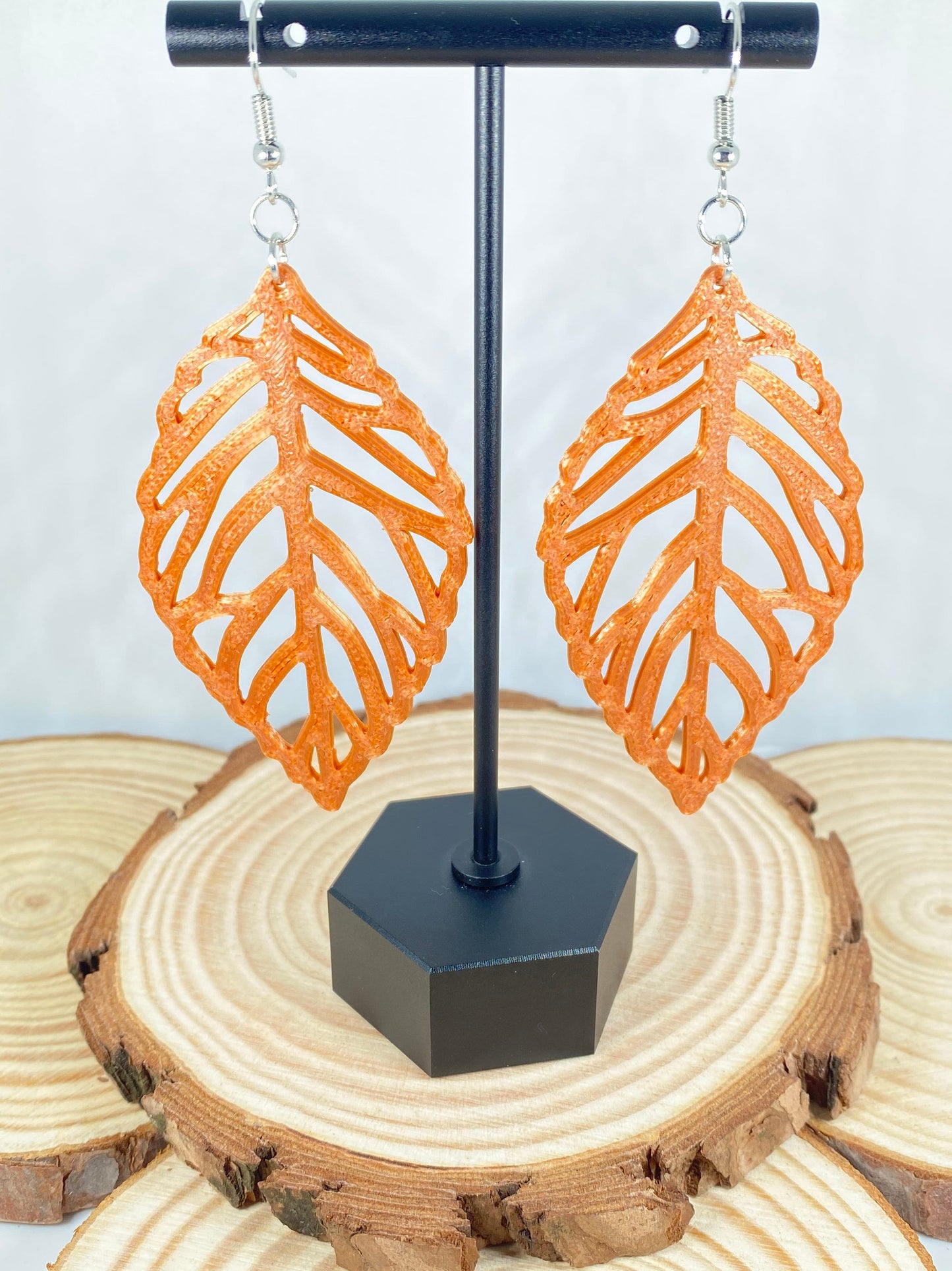 3D Printed Leaf Earrings Custom Colors
