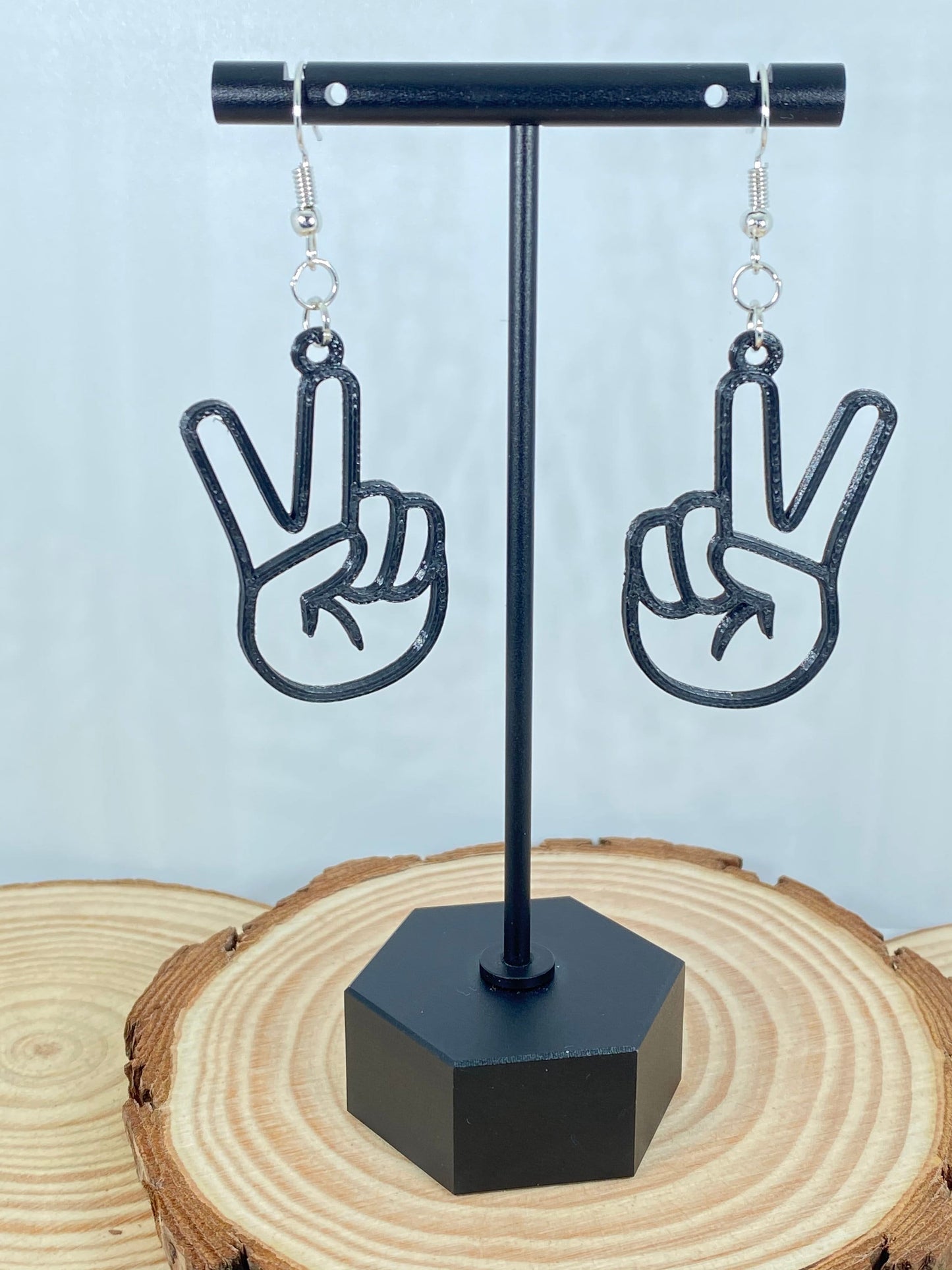 3D Printed Peace Hand Earrings/Many Colors/Sizes and Styles to Choose from