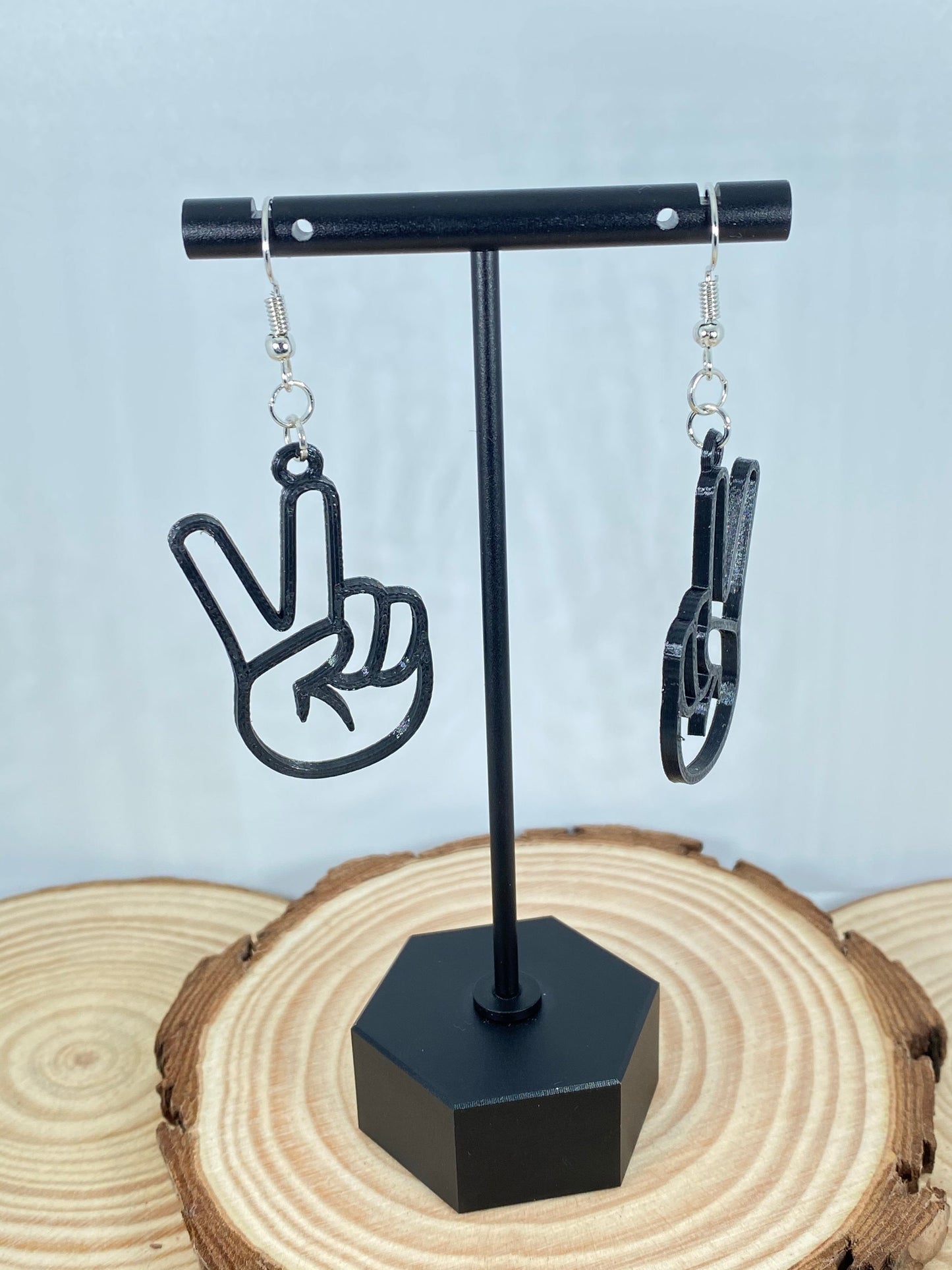 3D Printed Peace Hand Earrings/Many Colors/Sizes and Styles to Choose from