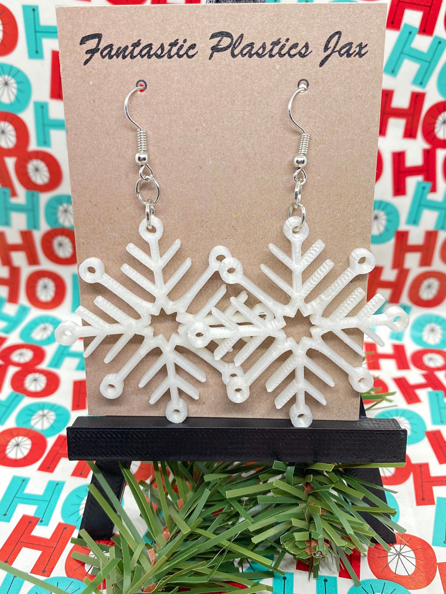 3D Printed Christmas Holiday Snowflake Earrings