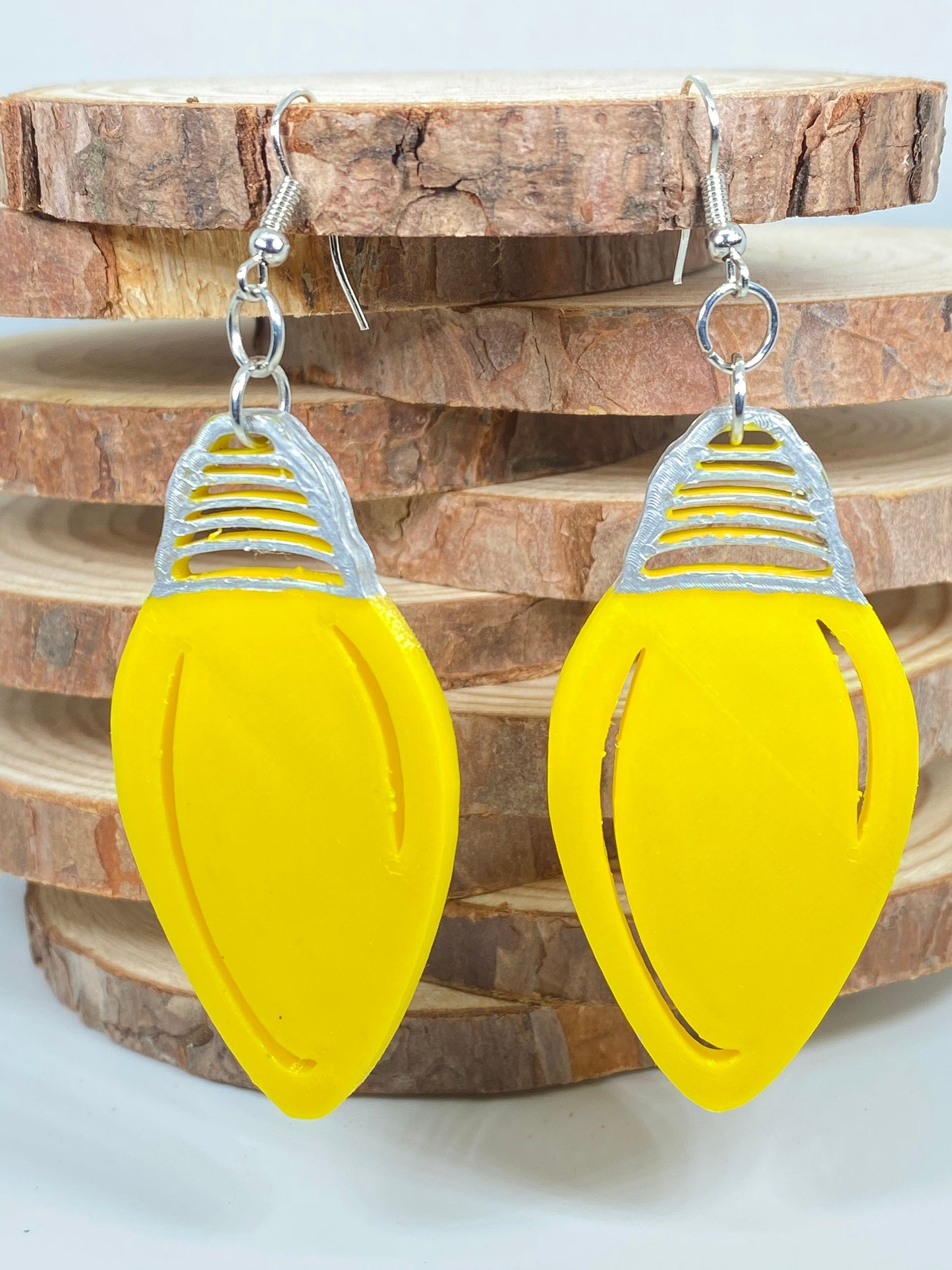 3D Printed Christmas Light Bulb Earrings - Hand Painted