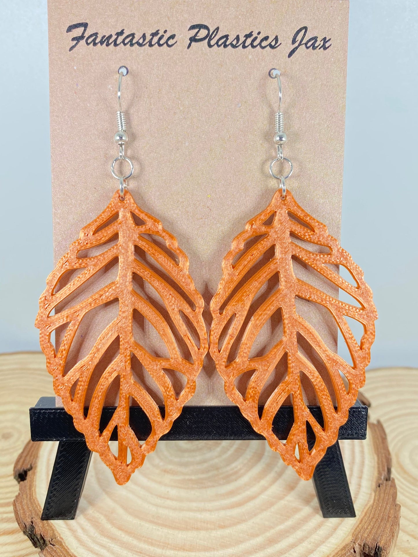 3D Printed Leaf Earrings Custom Colors