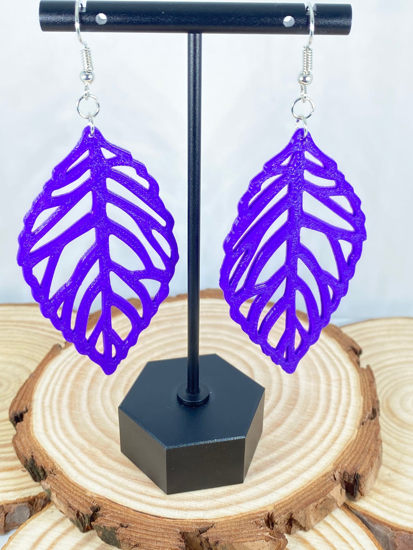 3D Printed Leaf Earrings Custom Colors