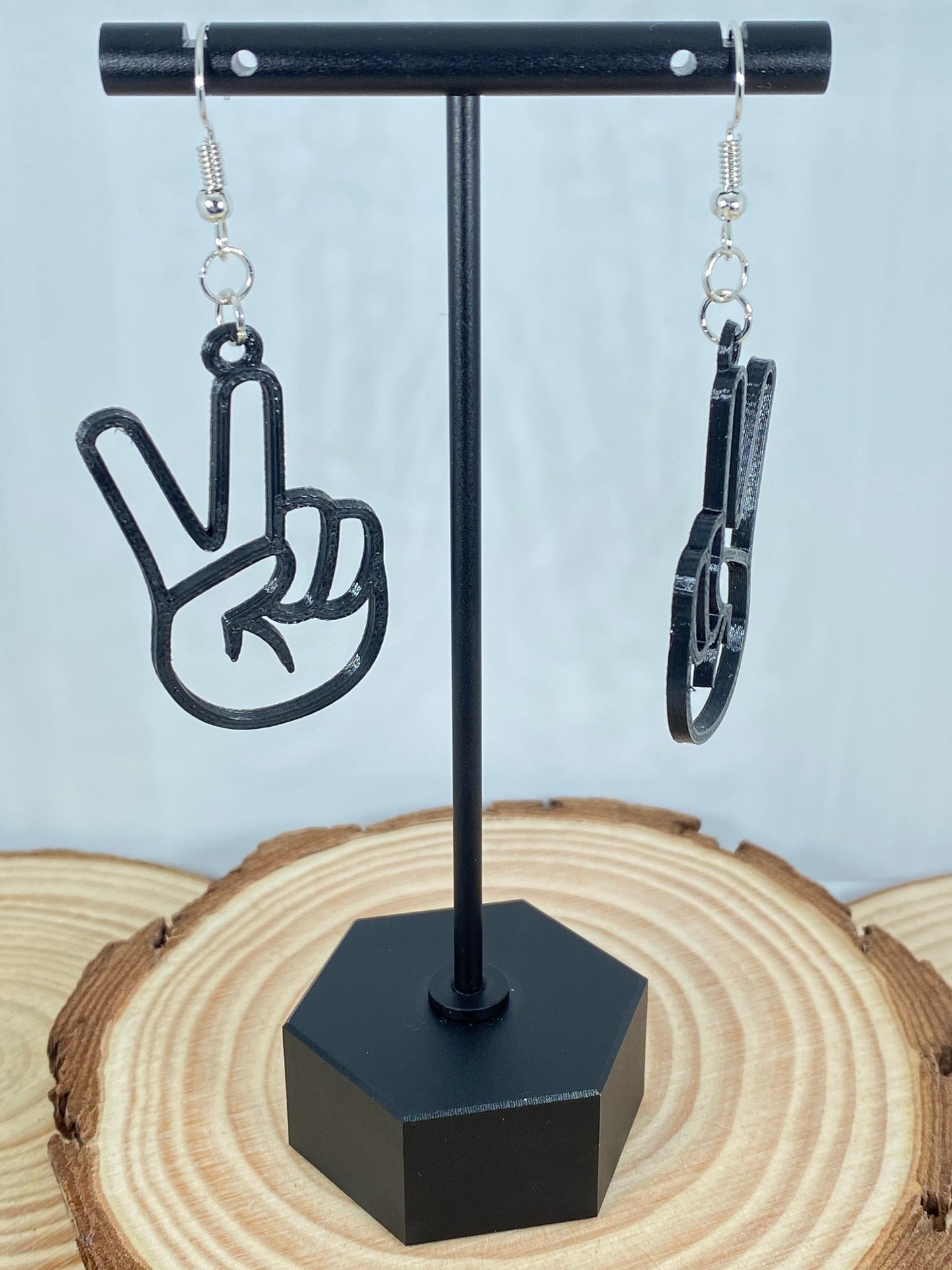 3D Printed Peace Hand Earrings/Many Colors/Sizes and Styles to Choose from