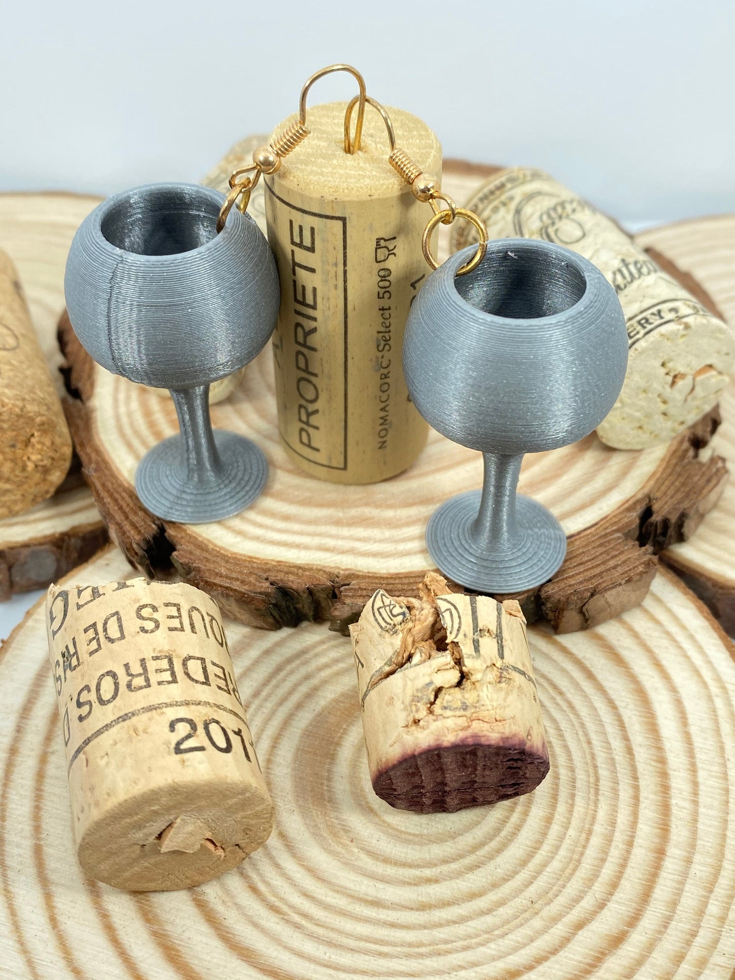3D Printed Wine Glass Earrings