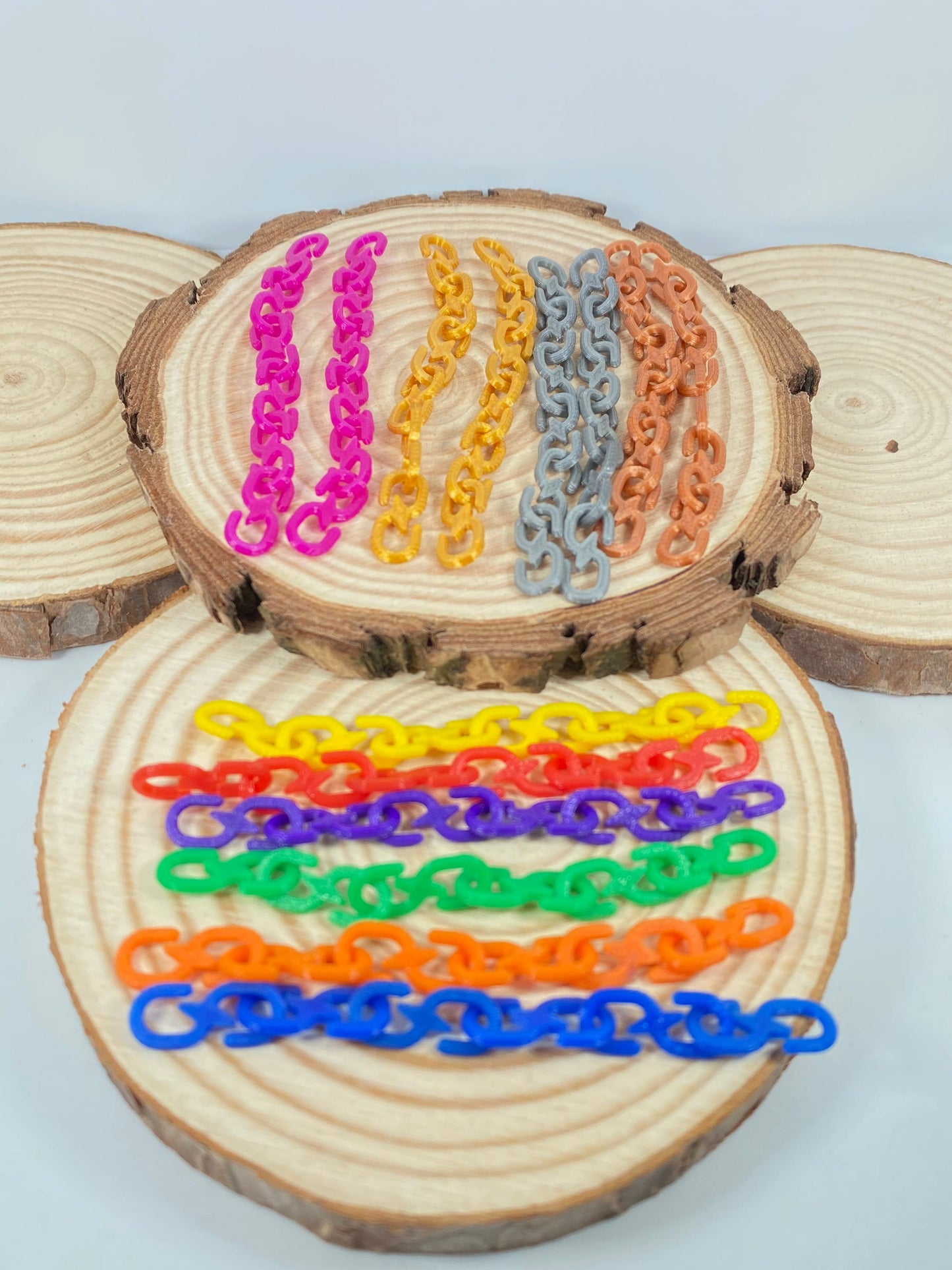 3D Printed Chain Link Rainbow Pride Earrings Customizable