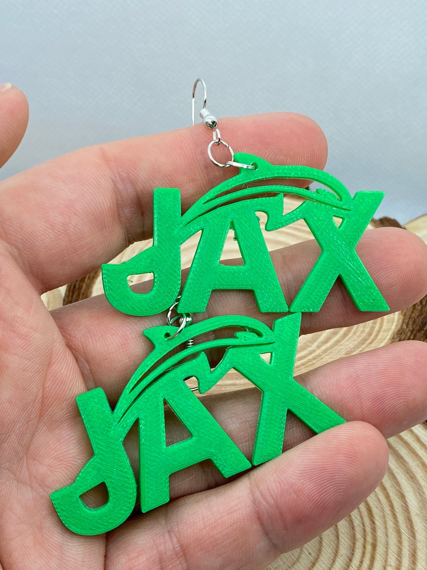 3D Printed Custom JAX University Dolphin Earrings