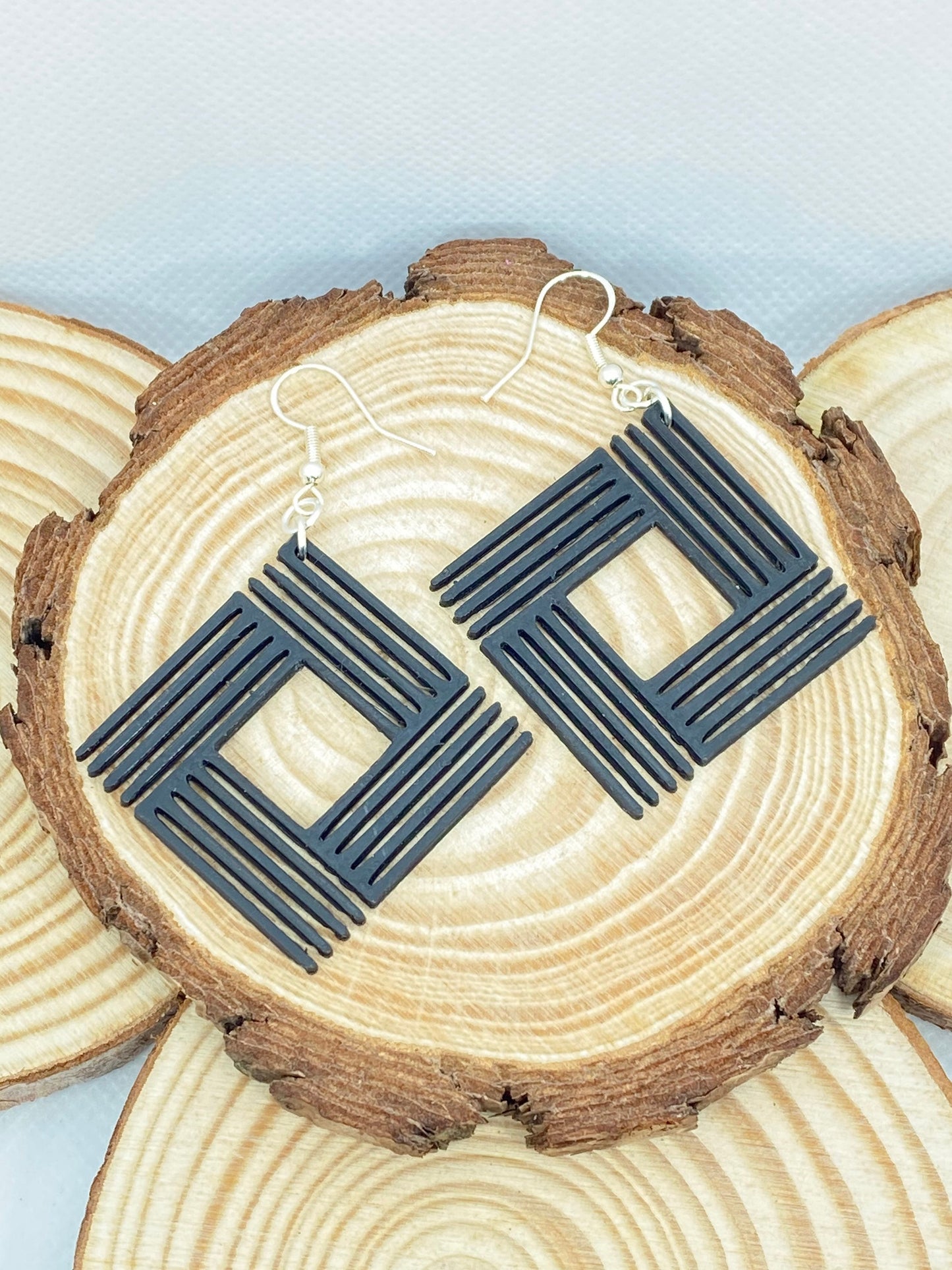 3D Printed Open Ended Geometric Square Earrings