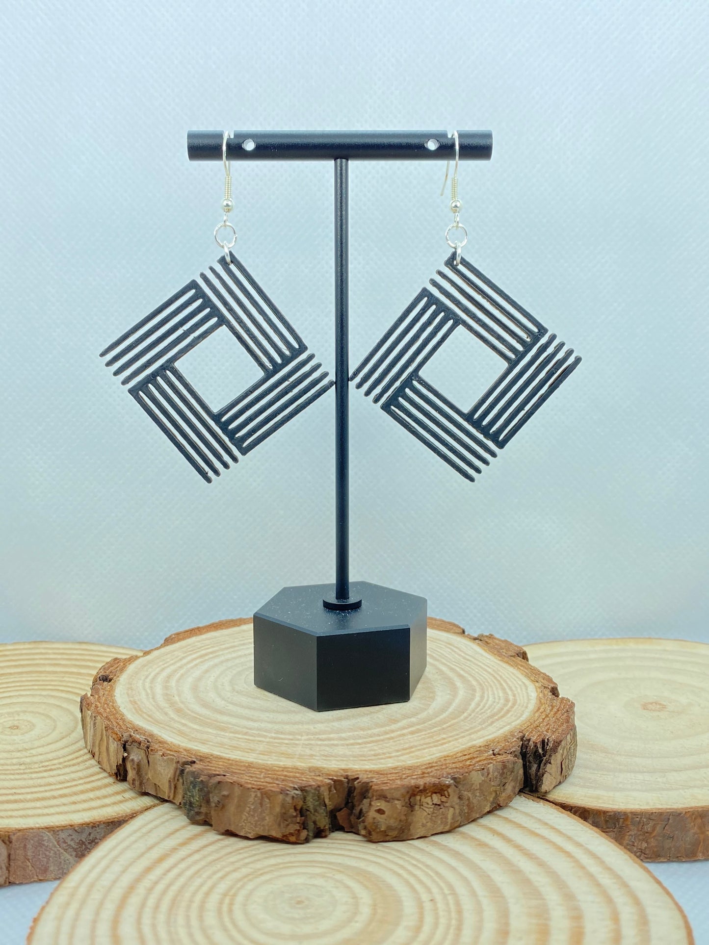 3D Printed Open Ended Geometric Square Earrings