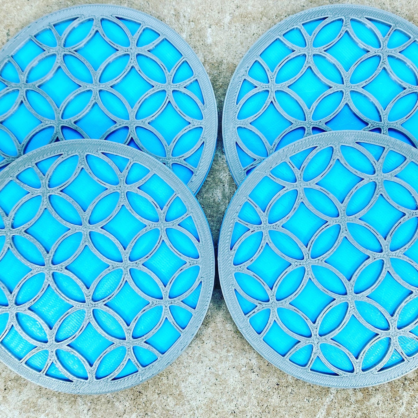 3D Printed Cathedral Style Drink Coaster/Set of 4 with Free Holder/Custom Color Options