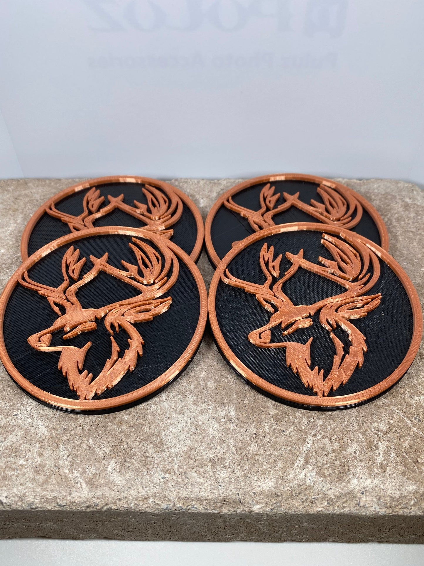 3D Printed Deer Head Style Coaster/Set of 4 with Free Holder/Custom Color Options