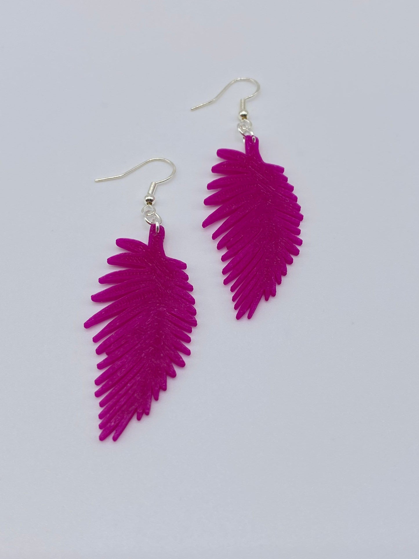 3D Printed Palm Tree Leaf Earrings • Customizable • Available in 10+ colors.