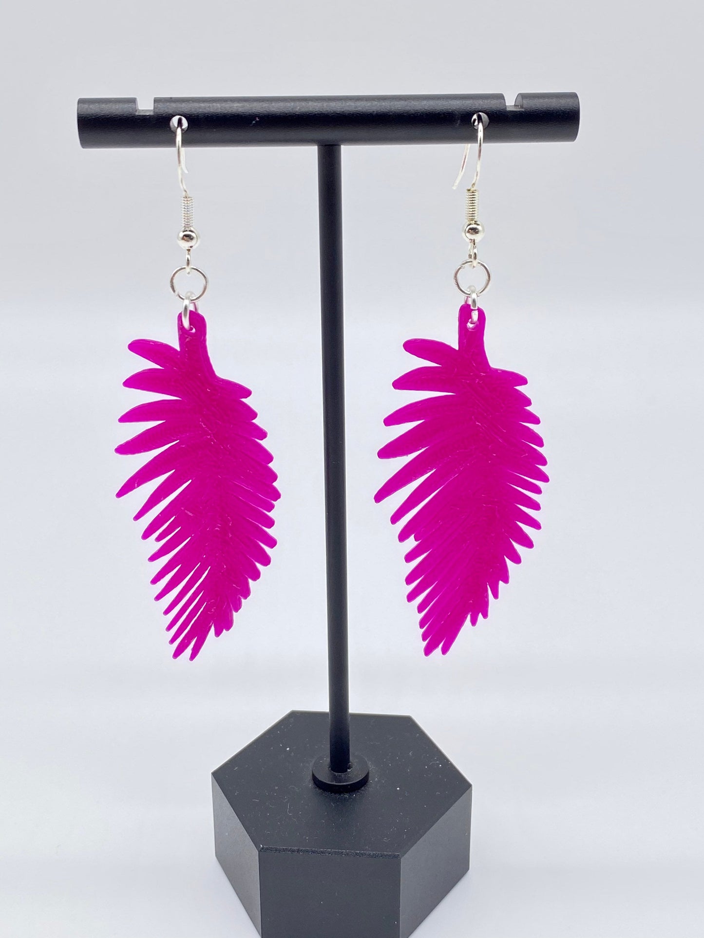 3D Printed Palm Tree Leaf Earrings • Customizable • Available in 10+ colors.