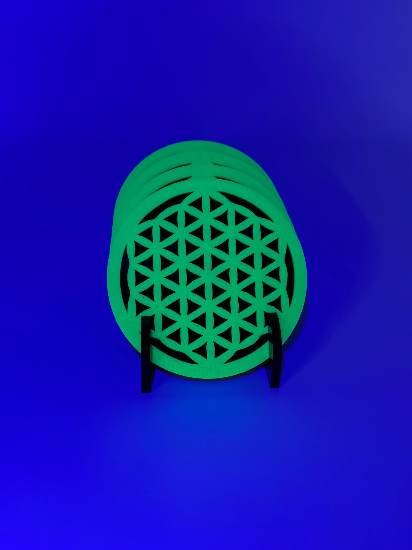 3D Printed Geometric Flower Of Life Style Coaster/Set of 4 with Free Holder/Custom Color Options