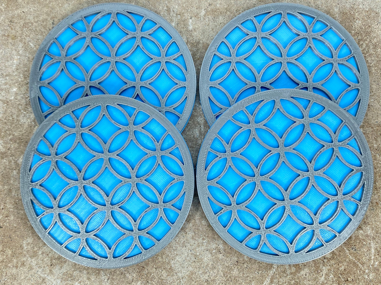 3D Printed Cathedral Style Drink Coaster/Set of 4 with Free Holder/Custom Color Options