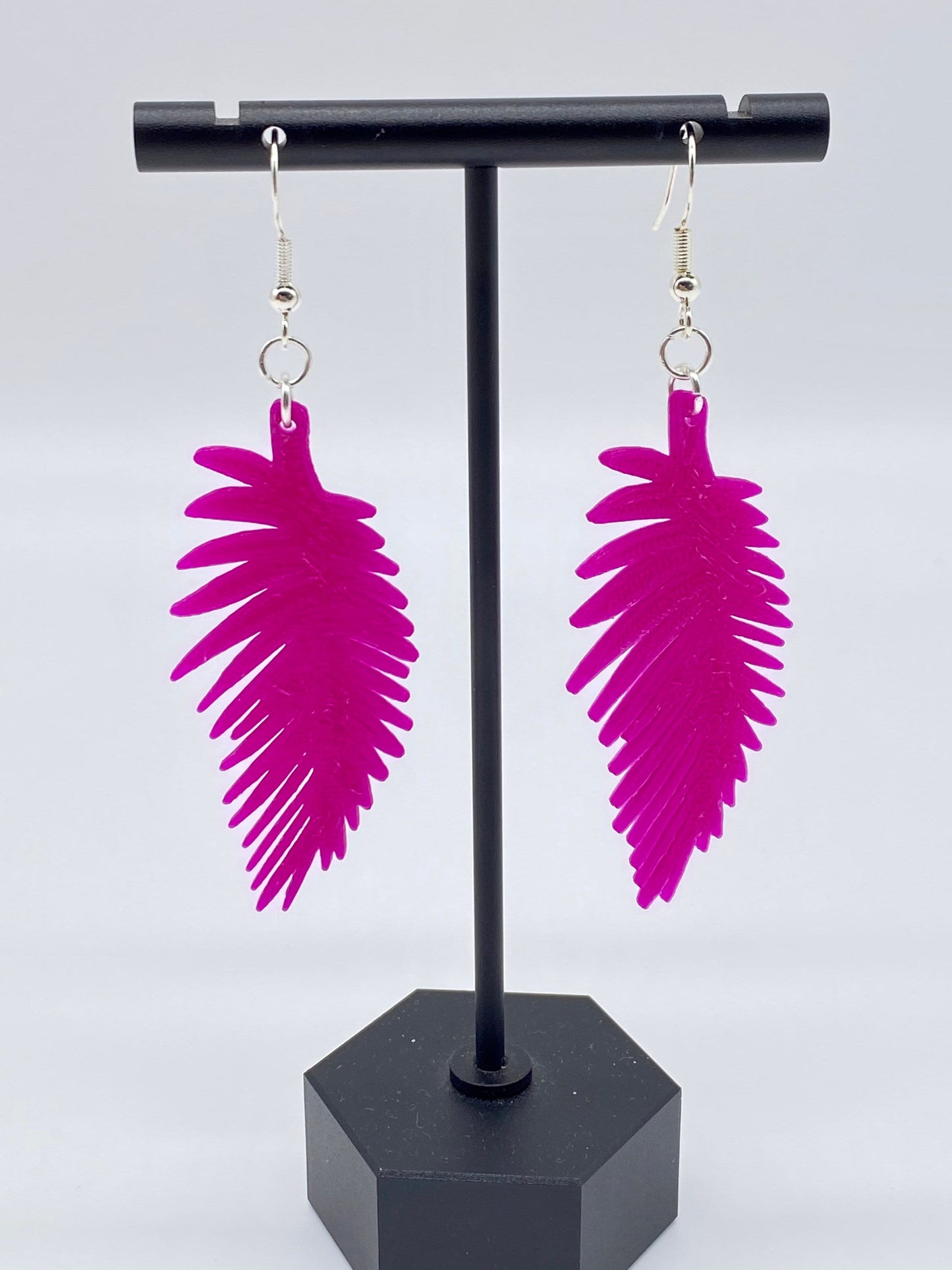 3D Printed Palm Tree Leaf Earrings • Customizable • Available in 10+ colors.