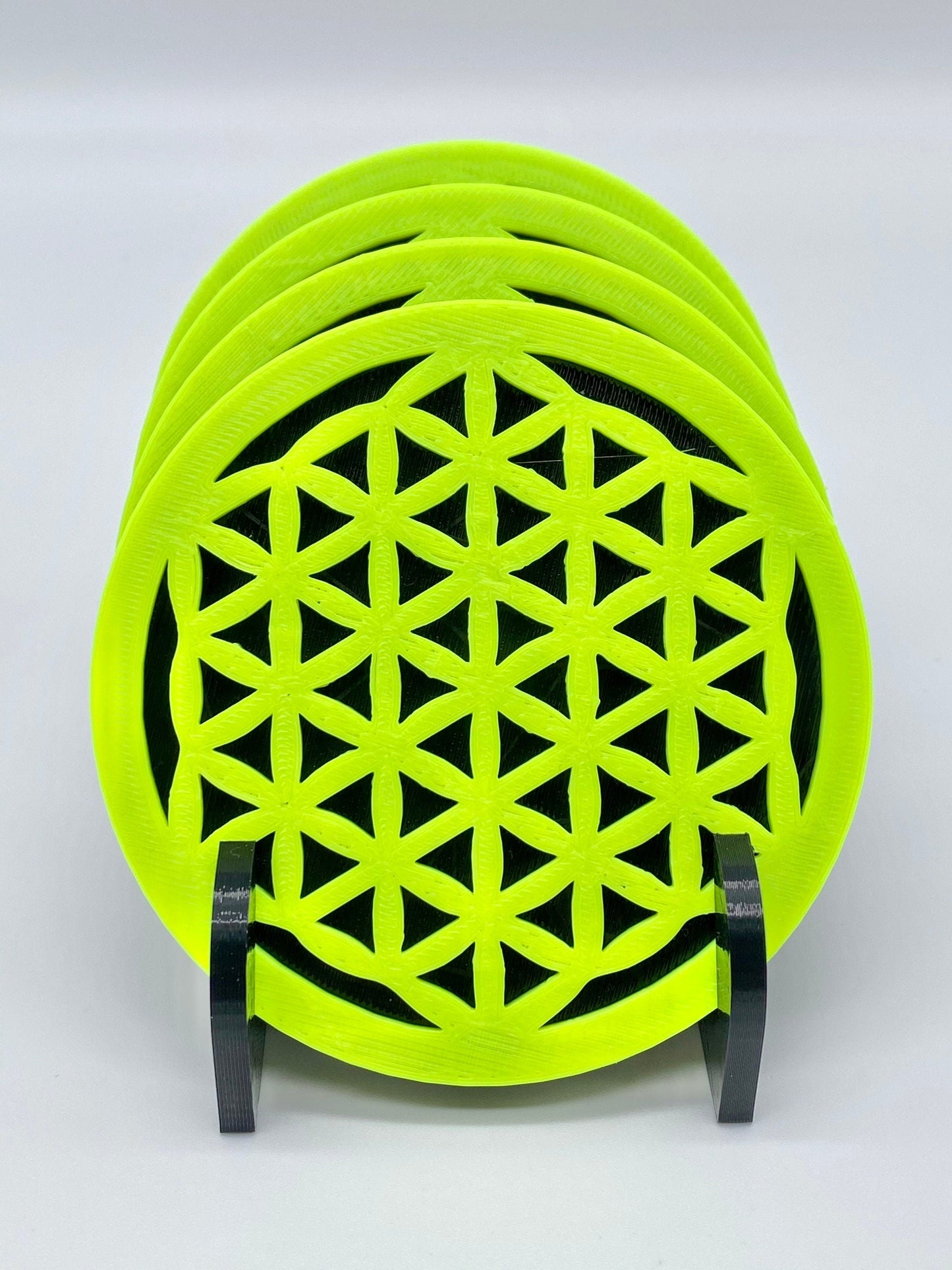 3D Printed Geometric Flower Of Life Style Coaster/Set of 4 with Free Holder/Custom Color Options