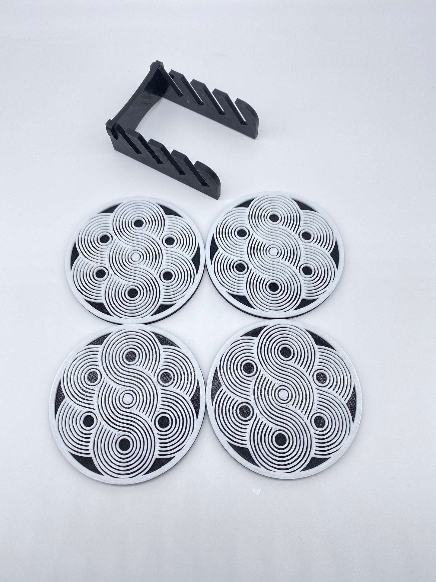 3D Printed Lost In The Waves Style Drink Coaster/Set of 4 with Free Holder/Custom Color Options