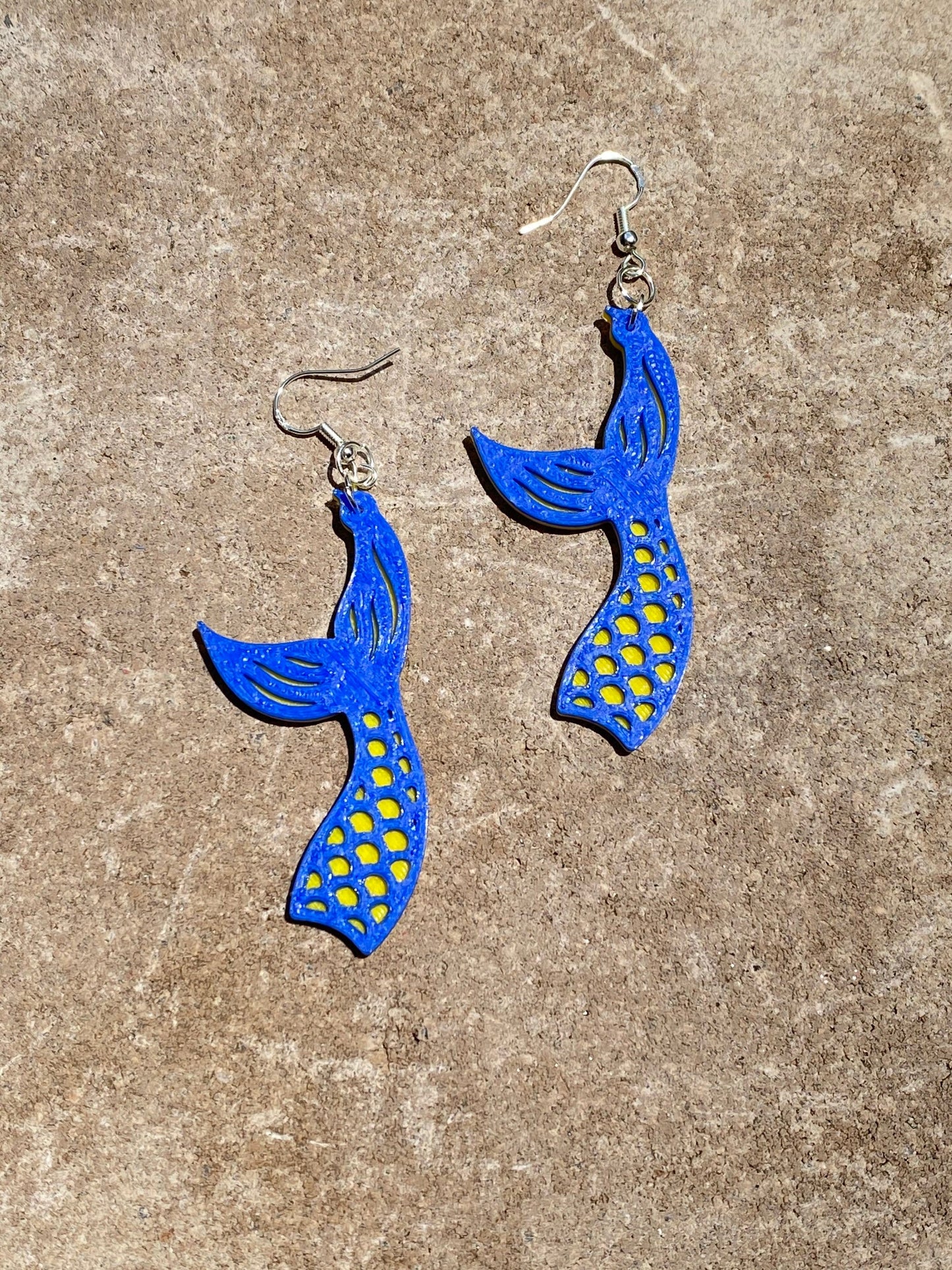 3D Printed Mermaid Tail Earrings/Custom Dual Tone Colors
