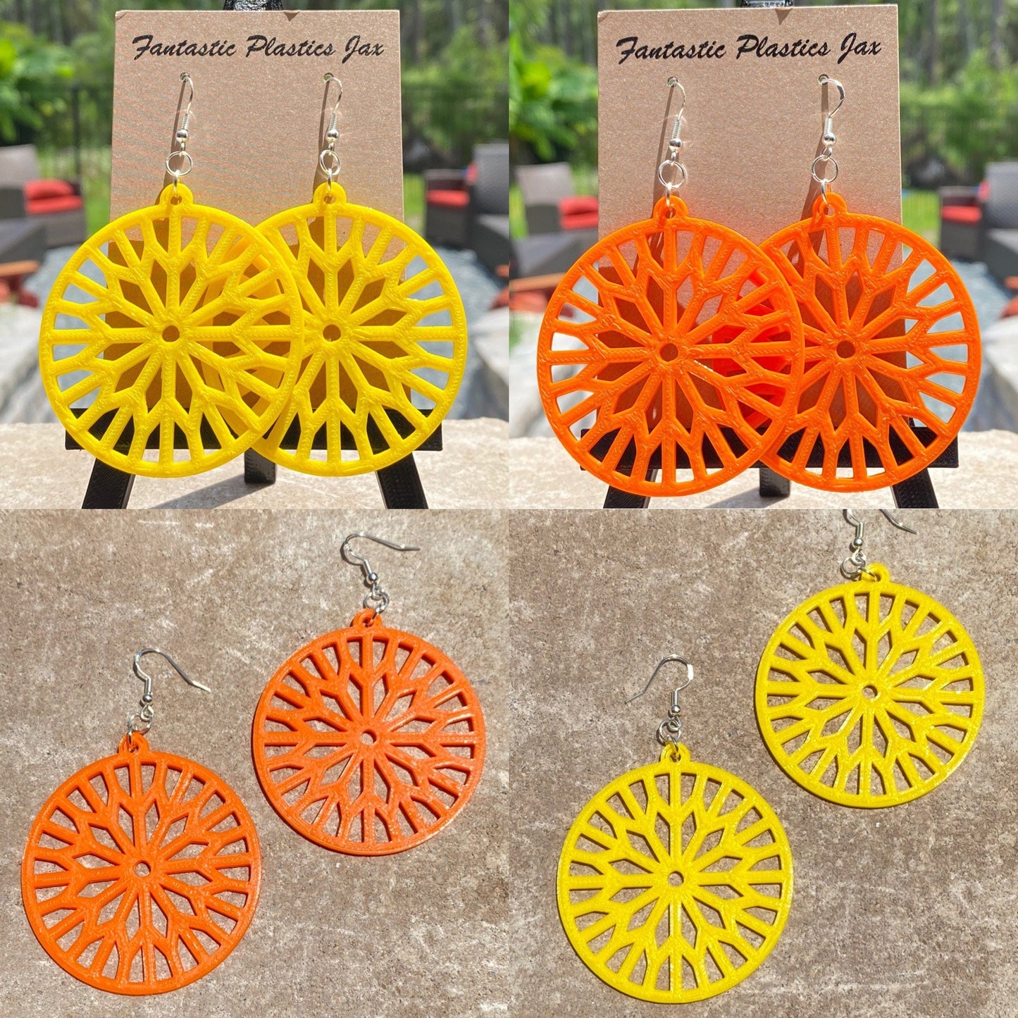 3D Printed Sun Burst Earrings/Custom Color Orders