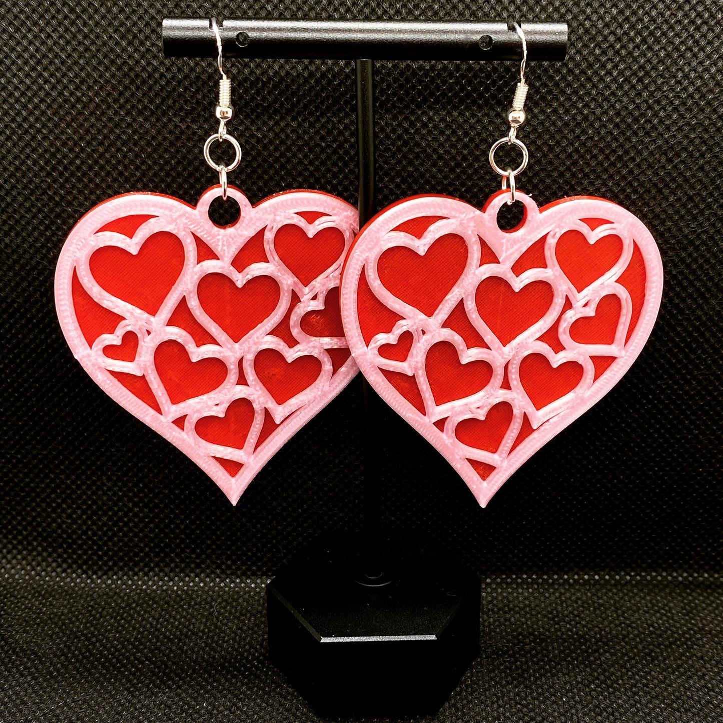 3D Printed Hearts of Hearts Earrings/Custom Dual Color Earrings/ Peace, Love, Harmony/Valentine’s Day Gift