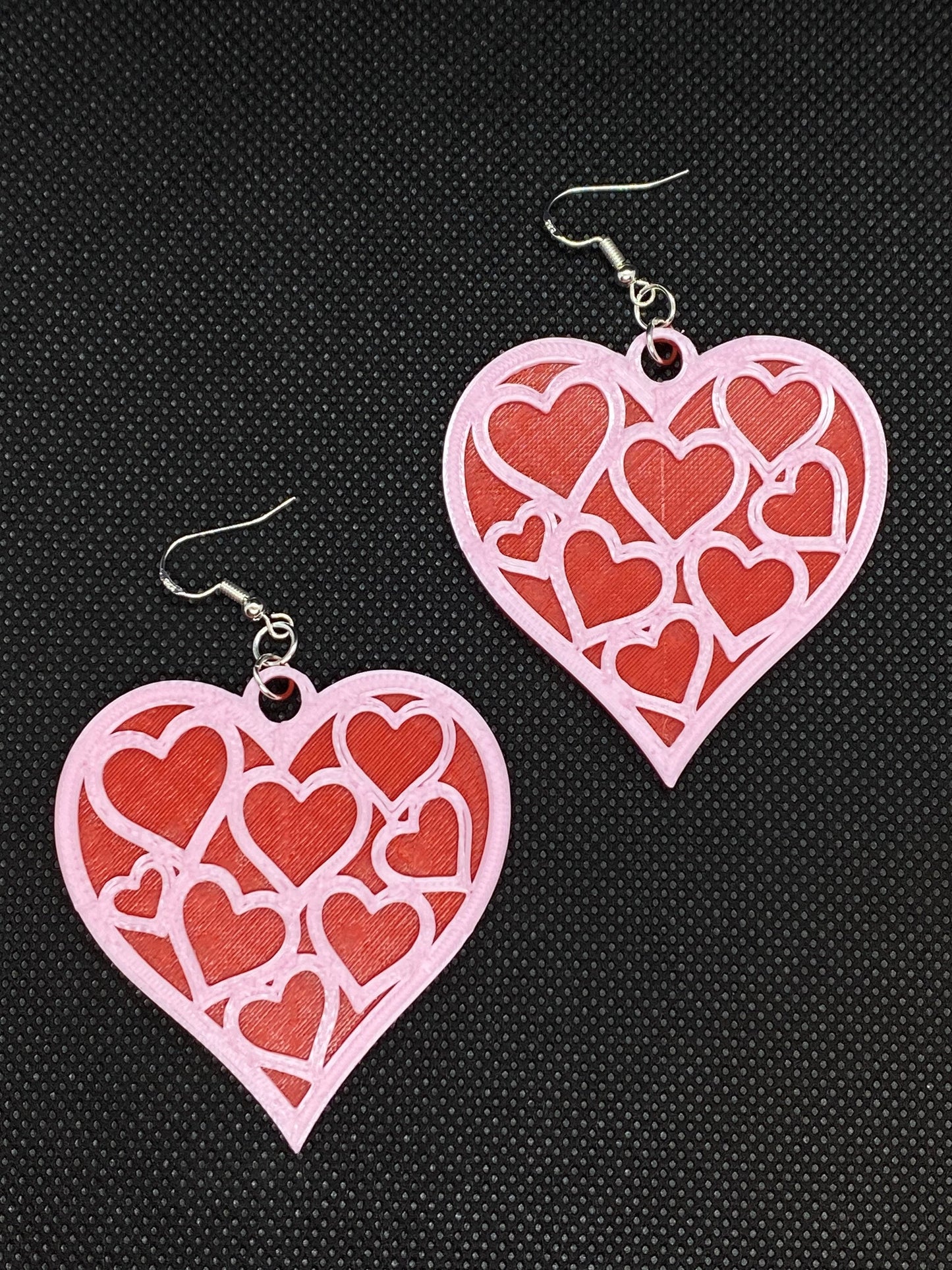 3D Printed Hearts of Hearts Earrings/Custom Dual Color Earrings/ Peace, Love, Harmony/Valentine’s Day Gift