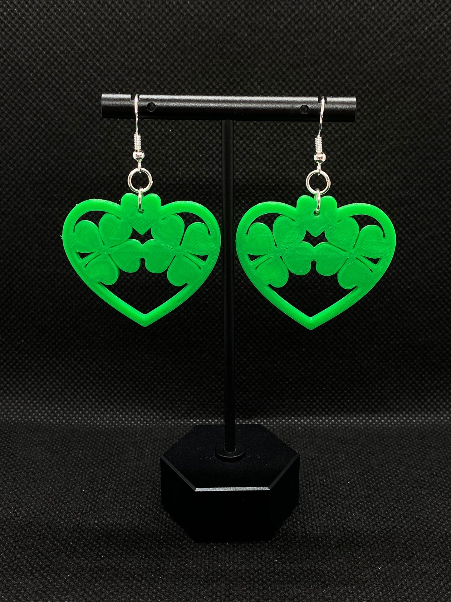 3D Printed Heart 4 Leaf Clover Earrings/Custom Color Orders/4 leaf Clover/St. Patricks Day