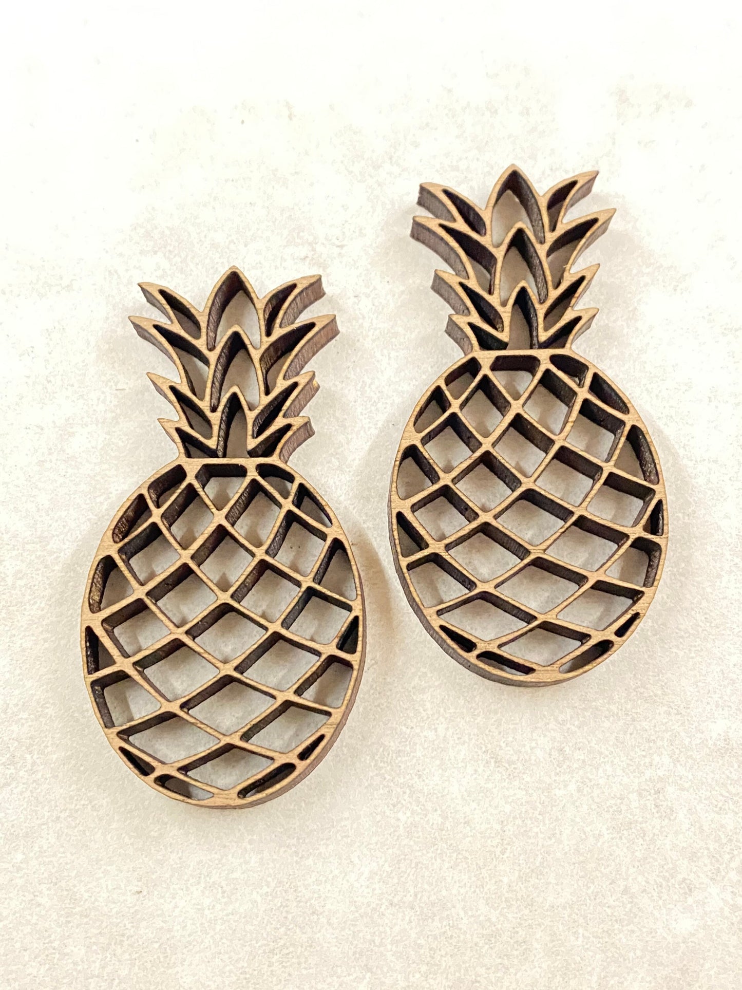 Wood Laser Cut Pineapple Earring set/island fresh fruit earrings/Glowforge