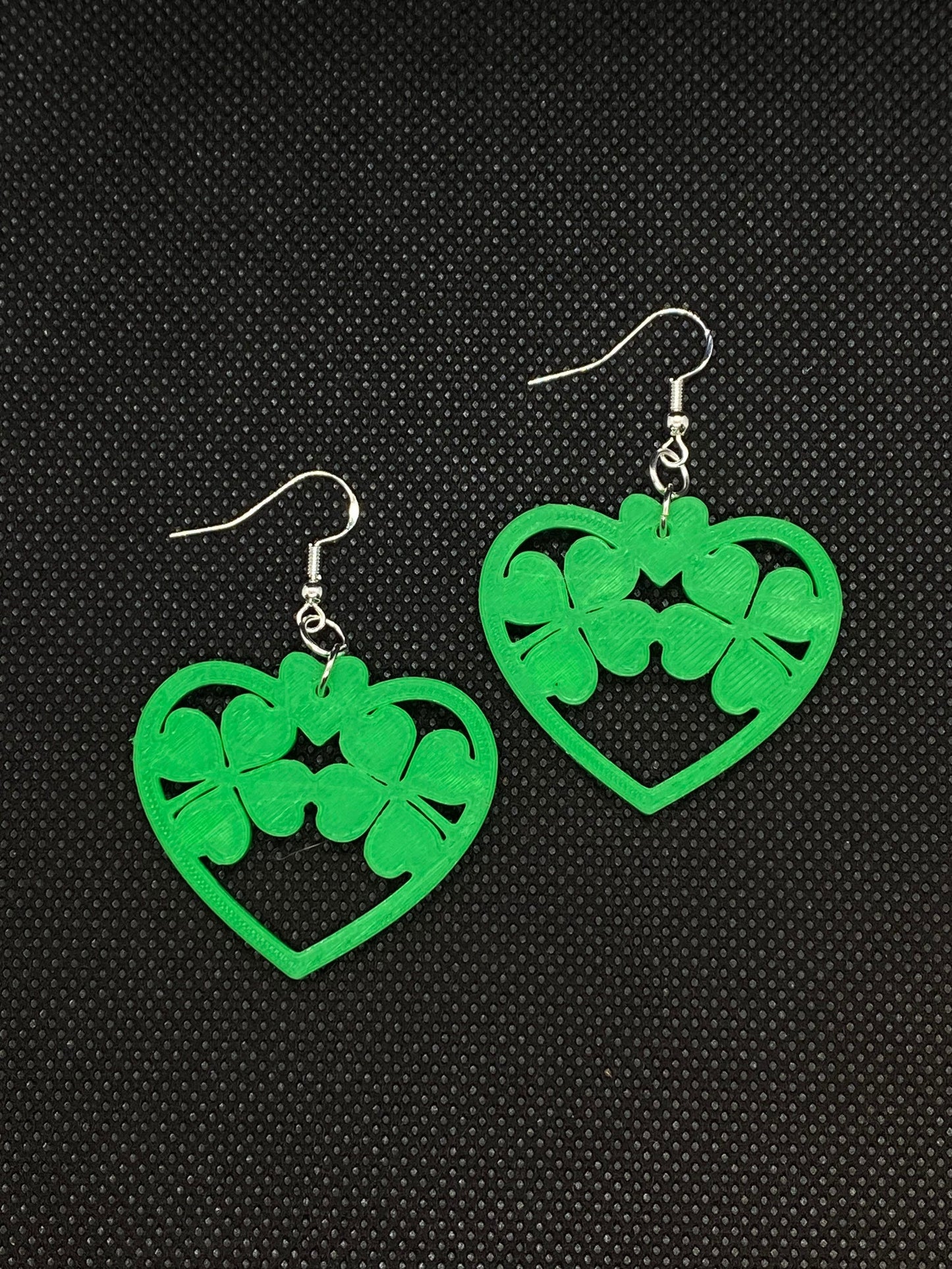 3D Printed Heart 4 Leaf Clover Earrings/Custom Color Orders/4 leaf Clover/St. Patricks Day