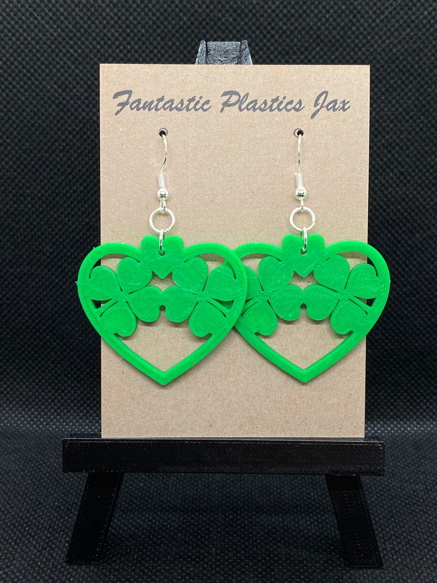 3D Printed Heart 4 Leaf Clover Earrings/Custom Color Orders/4 leaf Clover/St. Patricks Day