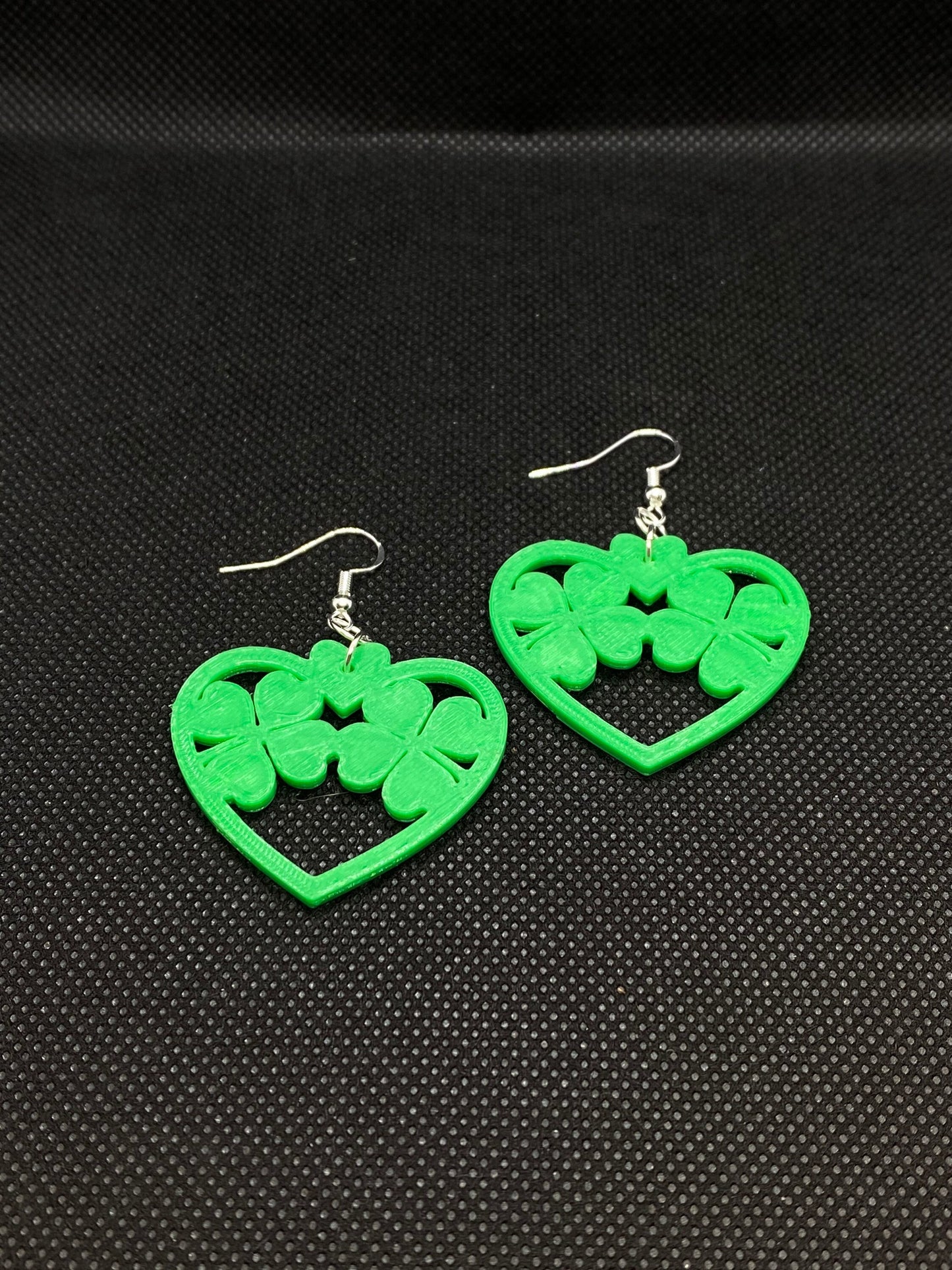 3D Printed Heart 4 Leaf Clover Earrings/Custom Color Orders/4 leaf Clover/St. Patricks Day