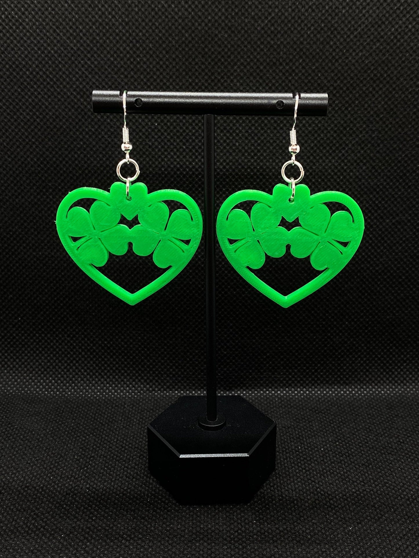 3D Printed Heart 4 Leaf Clover Earrings/Custom Color Orders/4 leaf Clover/St. Patricks Day