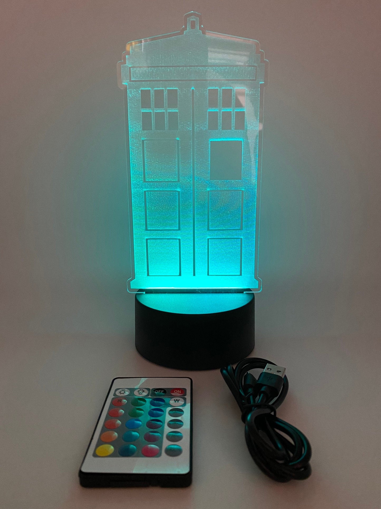 TARDIS Dr. Who 3D LED Lamp/Multi Color/Illusion Laser Cut Art/Personalized Gift/Free Remote, Plug and shipping