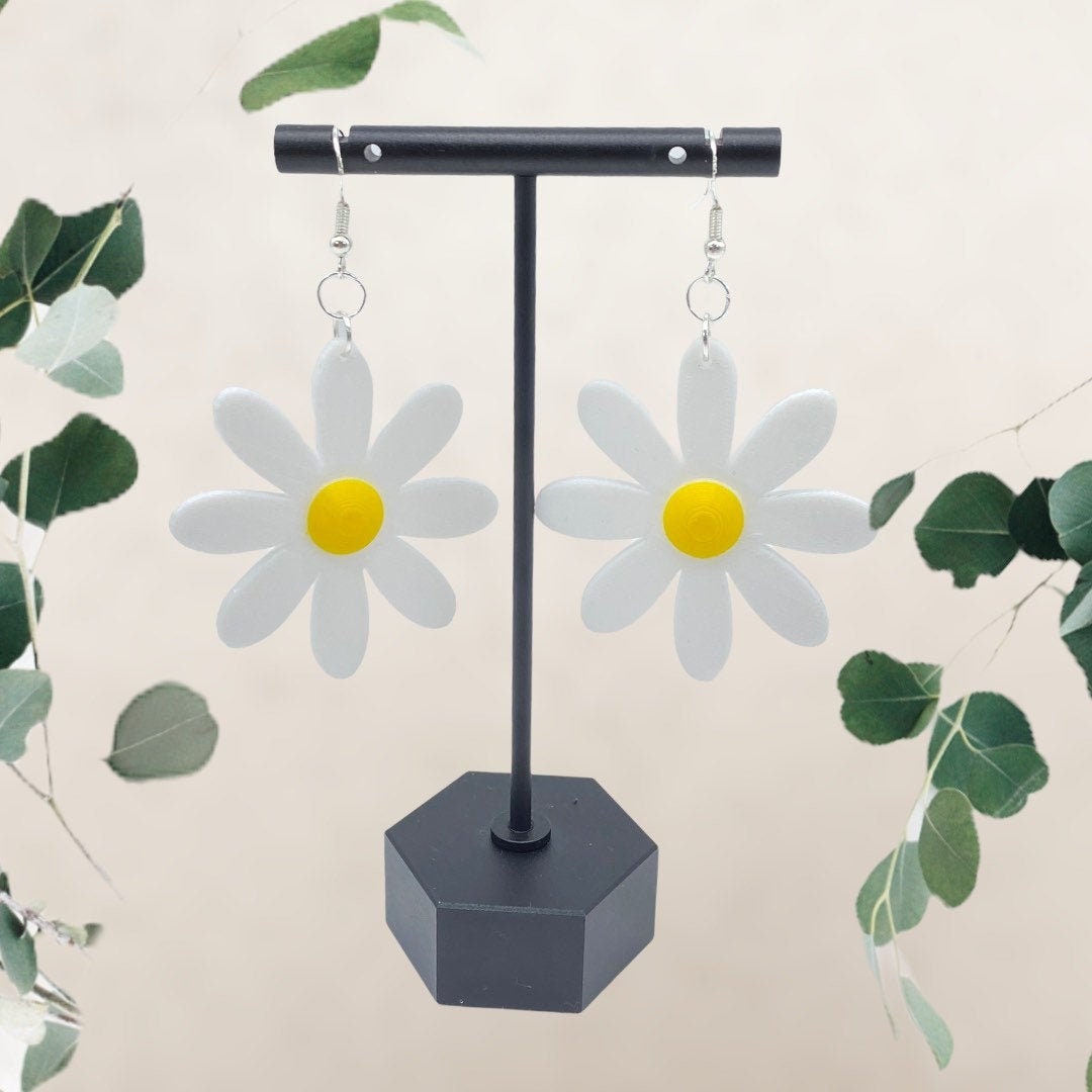 3D Printed Daisy Flower Earrings/Custom Dual Colors/Gift