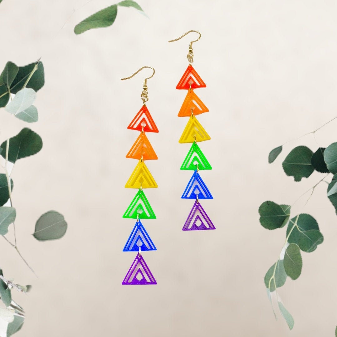 3D Printed Fortress Of Equality Rainbow Pride Earrings