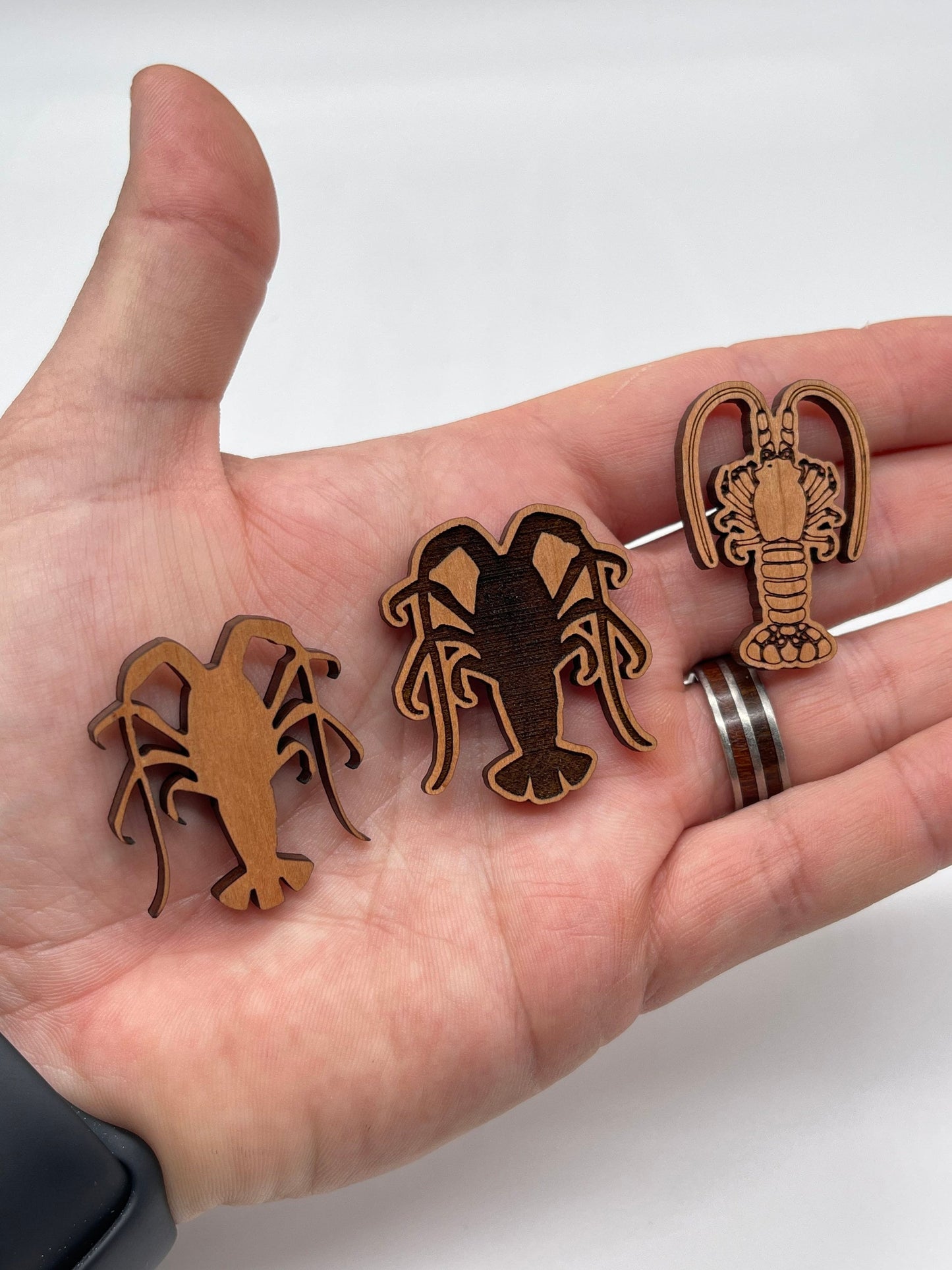 Florida Spiny Lobster Accessory Laser Cut & Engraved/set of 4/Choose Natural Wood or Clear Acrylic available with 21 hand painted colors