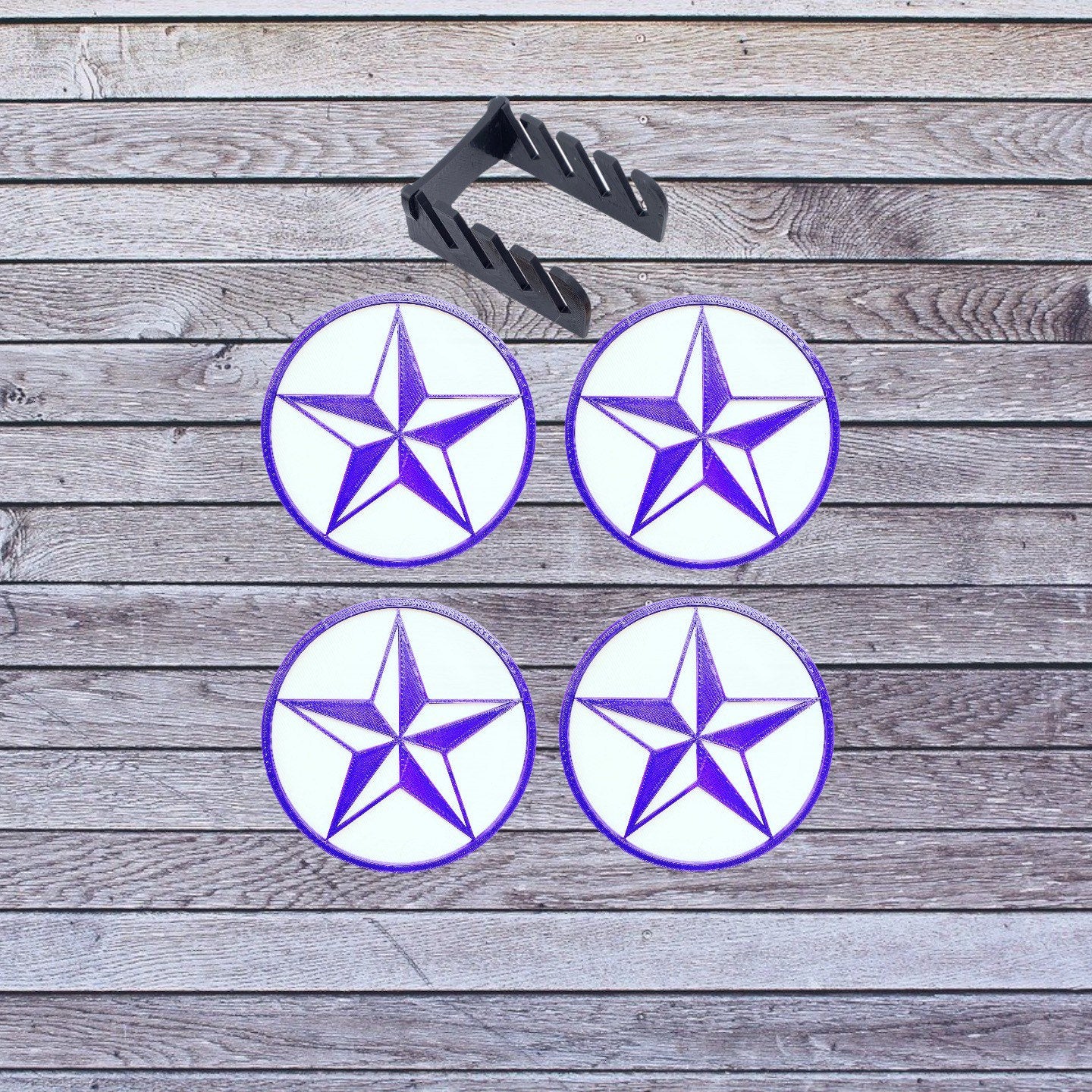 3D Printed 3D Genesis Star Drink Coaster/Set of 4 with Free Holder/Custom Color Options