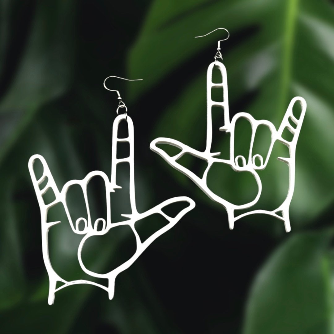 3D Printed I Love You ASL Earrings/(ILY American Sign Language)/Custom Color Options/21+ Colors