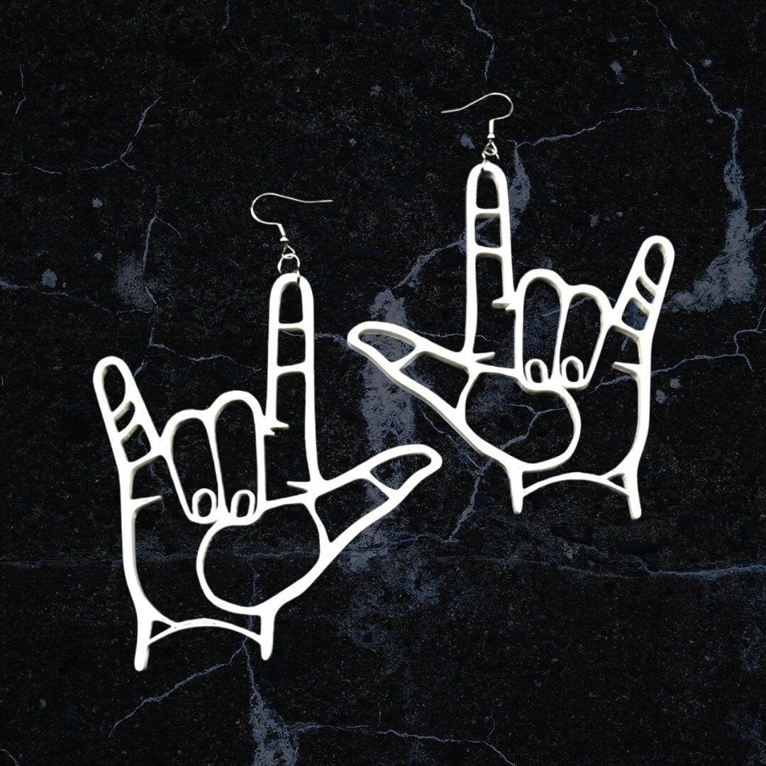 3D Printed I Love You ASL Earrings/(ILY American Sign Language)/Custom Color Options/21+ Colors